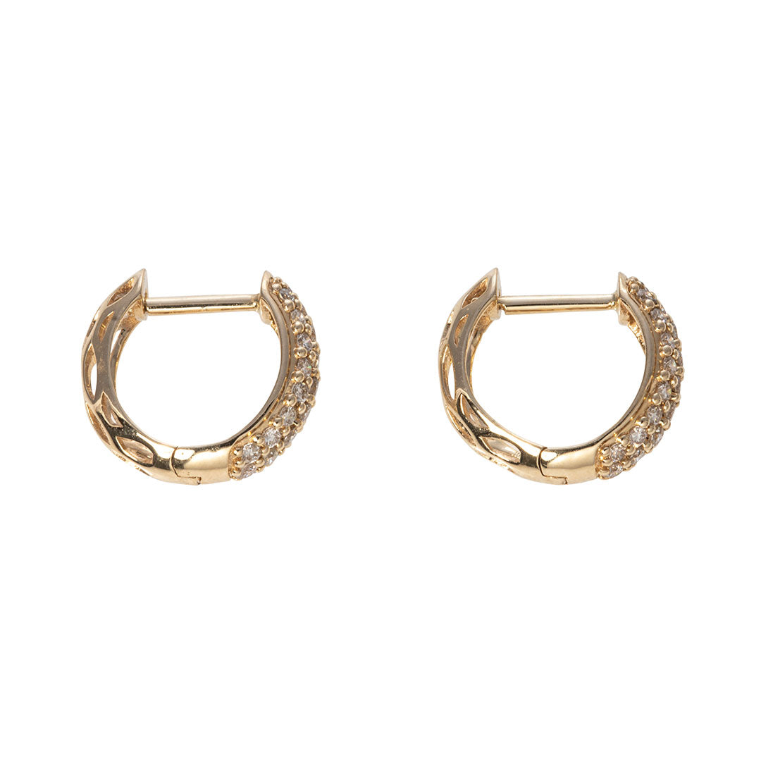 0.50ctw Diamond Pavé 14K Yellow Gold Huggie Hoop Earrings for Women - Elegant Everyday Jewelry Gift for Her, Perfect for Work, Date Night & Special Occasions