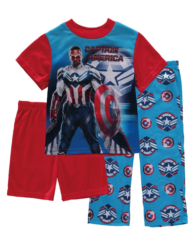 3-Piece Boys Captain America Sleep Set - Soft & Comfortable Pajama Set for Kids - Perfect for Bedtime, Lounging & Superhero Dress-Up