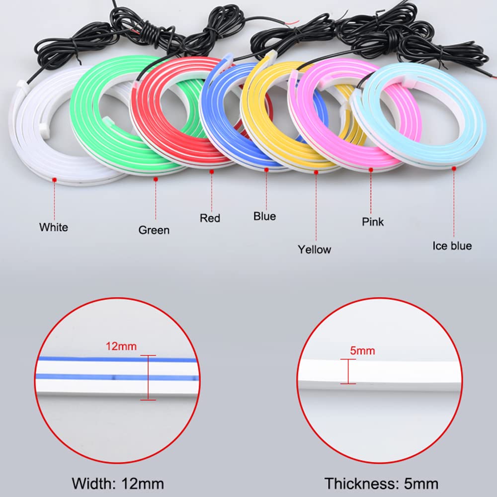 Universal 12V Waterproof Flexible LED Car Hood Daytime Running Light Strip - White 2M Auto Decorative Ambient Backlight for Cars, Trucks & SUVs (Perfect for Night Driving & Vehicle Customization)