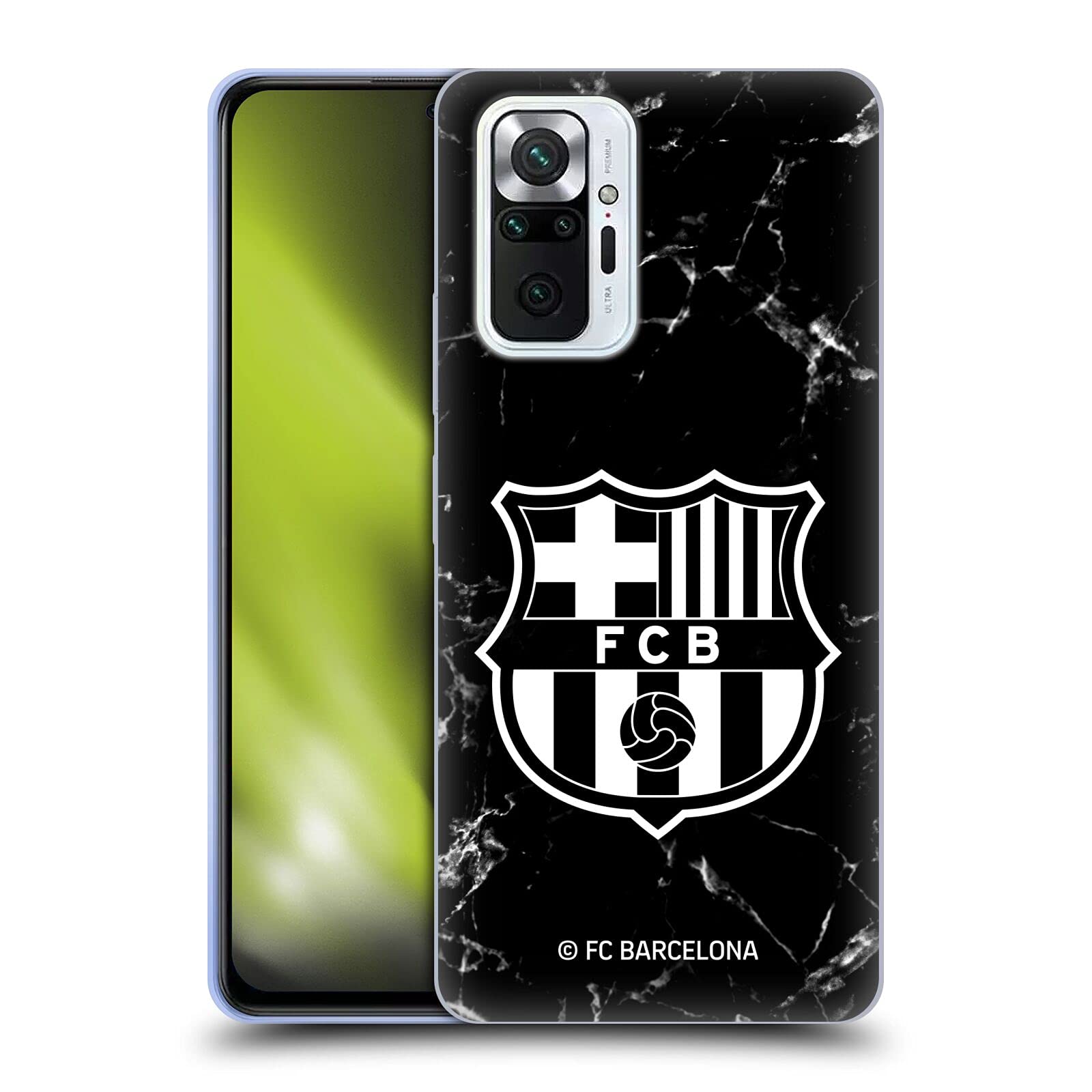 FC Barcelona Black Marble Crest Soft Gel Case for Xiaomi Redmi Note 10 Pro | Officially Licensed by Head Case Designs | Perfect for Everyday Use and Gifts