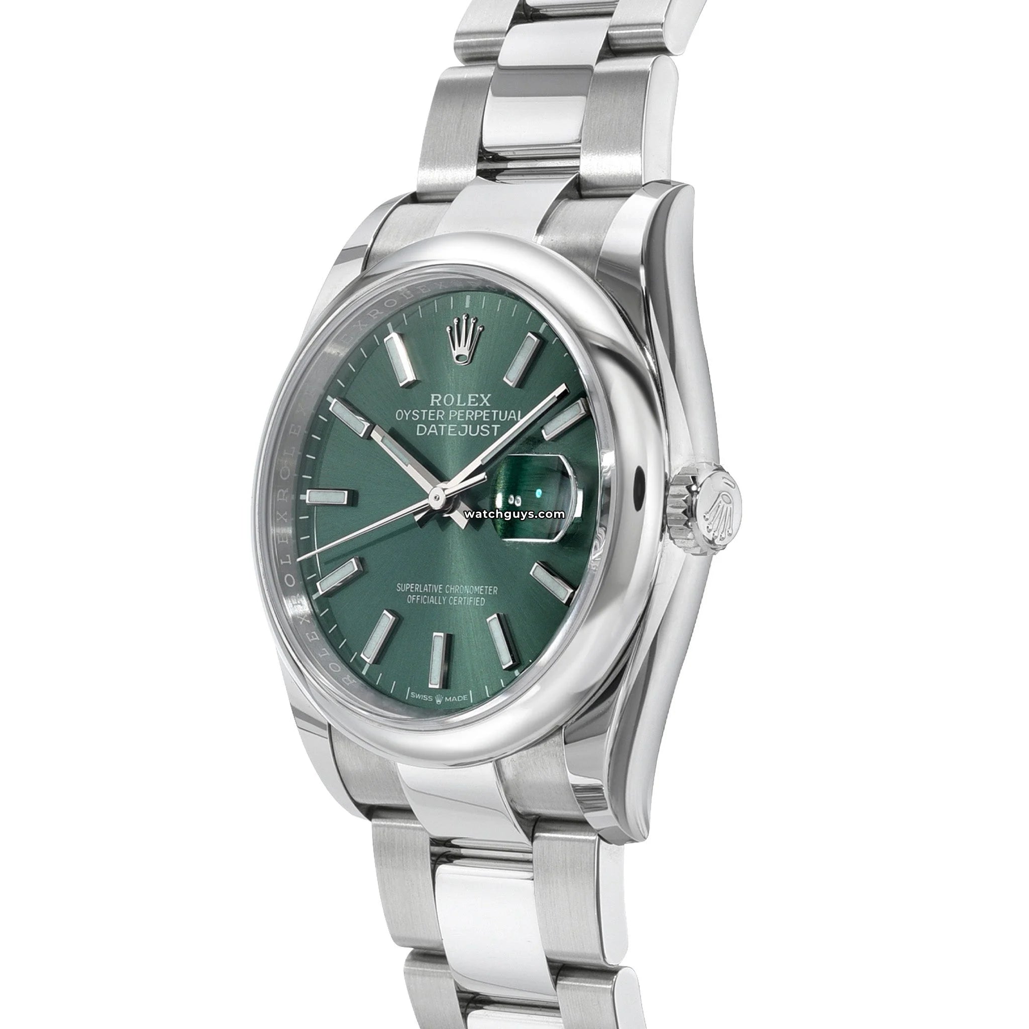 Rolex Datejust 126200 Stainless Steel Watch with Mint Green Dial & Oyster Bracelet - Perfect for Business Meetings & Luxury Events