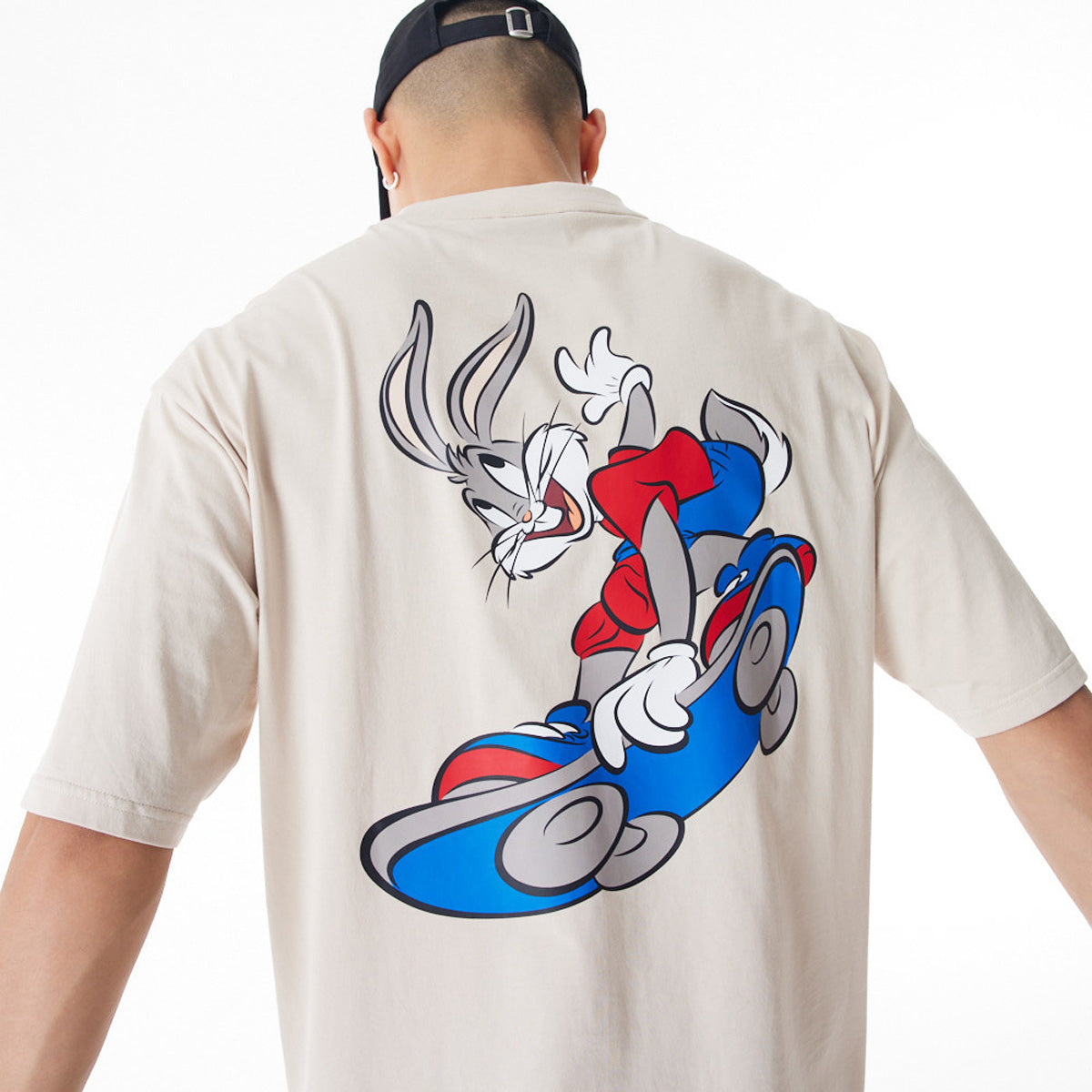Looney Tunes Bugs Bunny Oversized Graphic T-Shirt | New Era Stone Wash Cotton Tee | Casual Streetwear & Cartoon Fan Gift