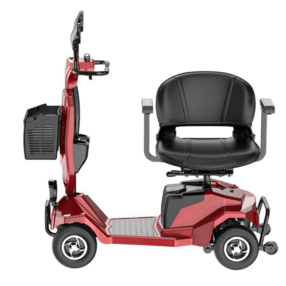 4 Wheel Mobility Scooter - Electric Powered Wheelchair with Spacious Legroom, 360° Swivel Seat, LED Headlight & Storage Basket | Includes Charger | Ideal for Seniors, Disabled & Indoor/Outdoor Use