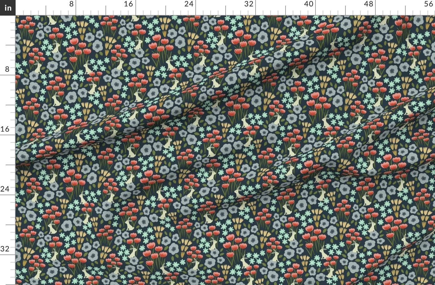 Garden Bunny Spring Easter Printed Fleece Fabric by The Yard - Soft & Cozy for DIY Sewing Projects, Blankets, Loungewear & No-Sew Crafts - Perfect for Easter Decor, Baby Clothing & Home Accessories