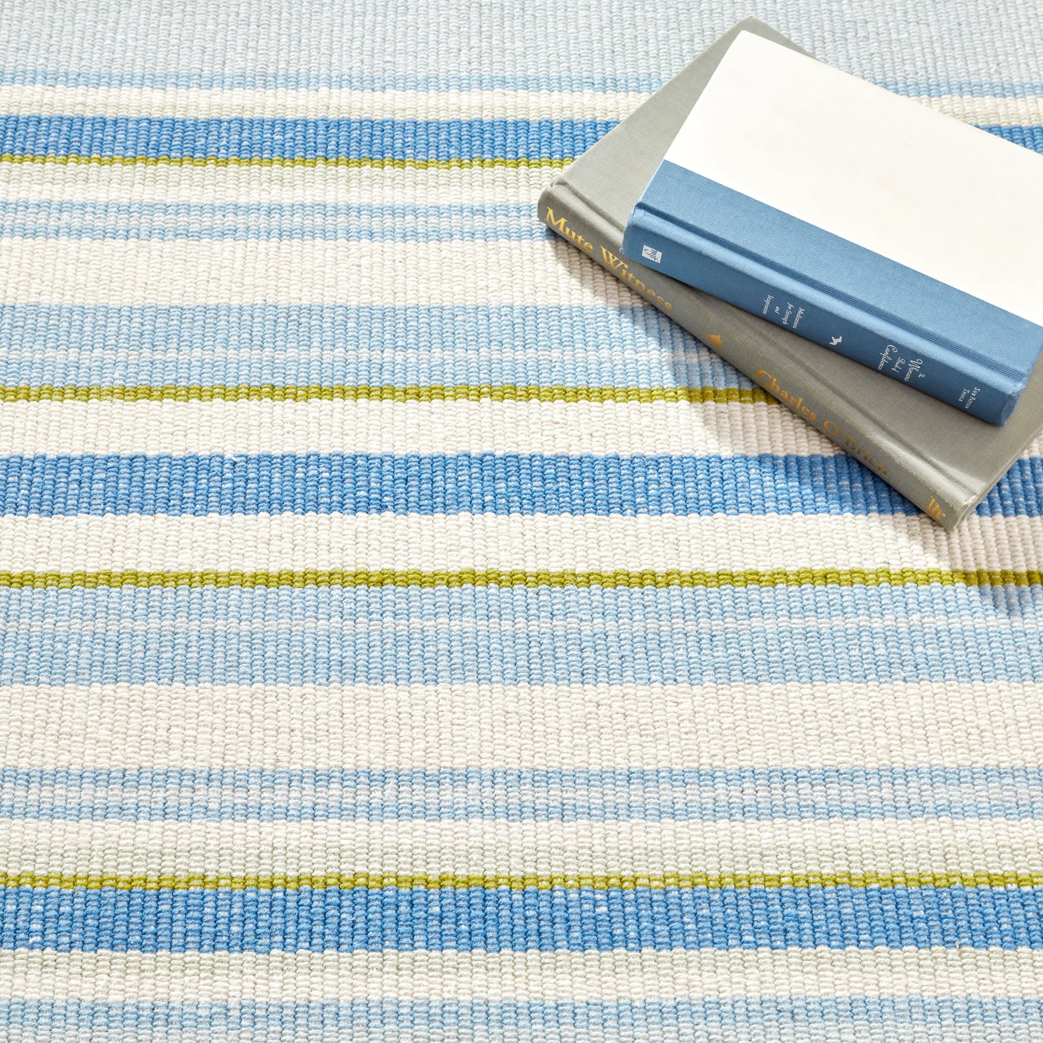 Handwoven Cotton Striped Rug - French Blue | Boho Chic Home Decor for Living Room, Bedroom & Nursery