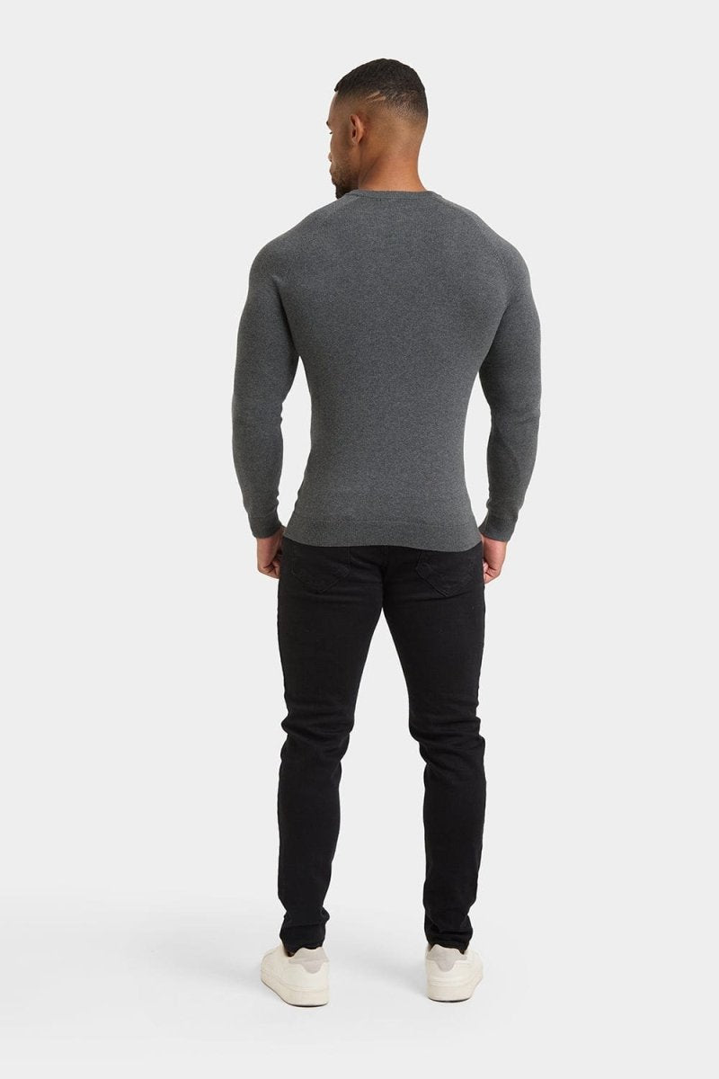 Premium Cotton Crew Neck T-Shirt for Men - Soft Dark Grey Marl - Casual Wear, Gym & Everyday Outfits
