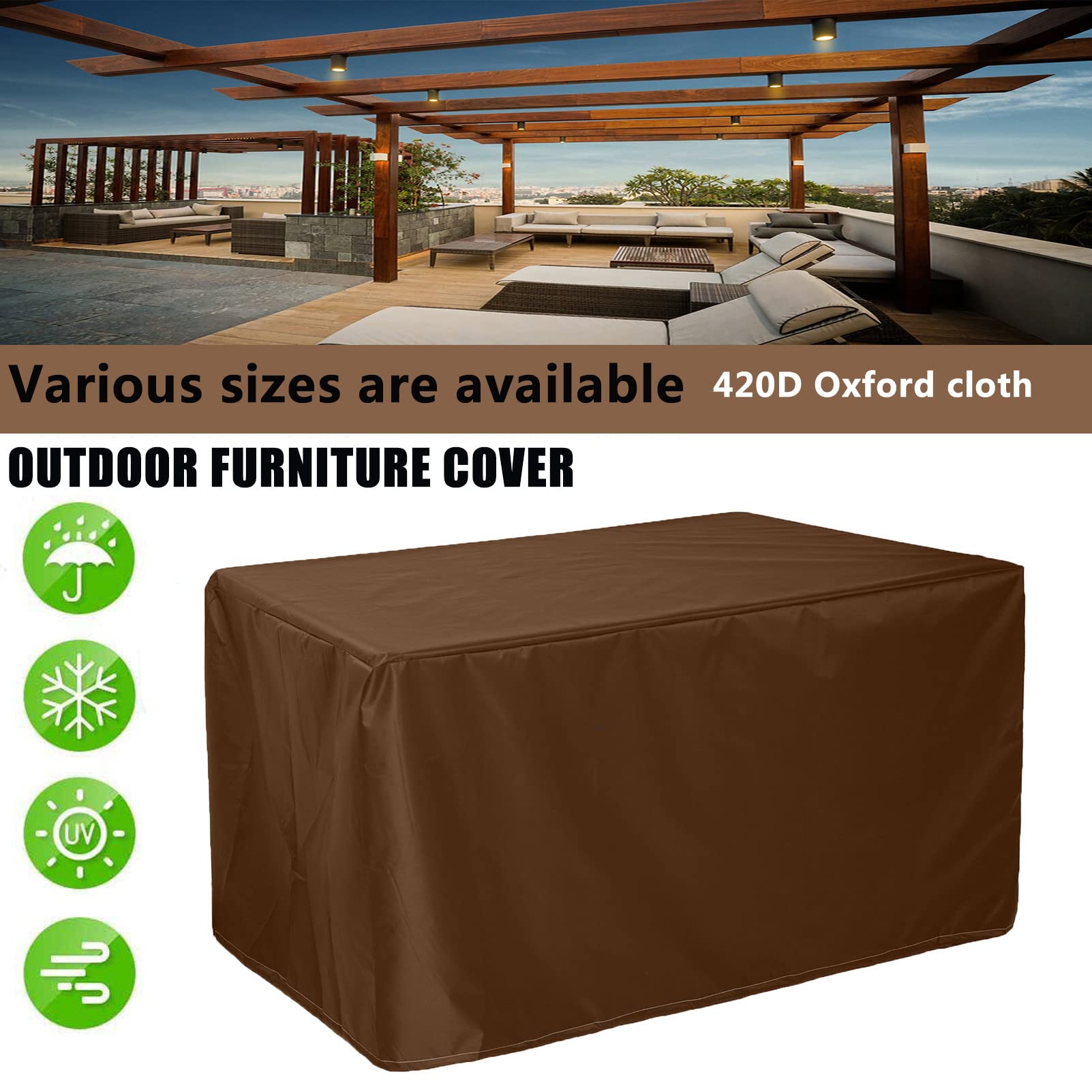 **Waterproof Heavy Duty 420D Garden Furniture Covers 123.2x55.2x35.6in – Windproof, UV-Resistant Patio Set Covers for Outdoor Table & Chairs – Perfect for Rattan, Wood, or Metal Furniture Protection in Rain, Snow & Sun**