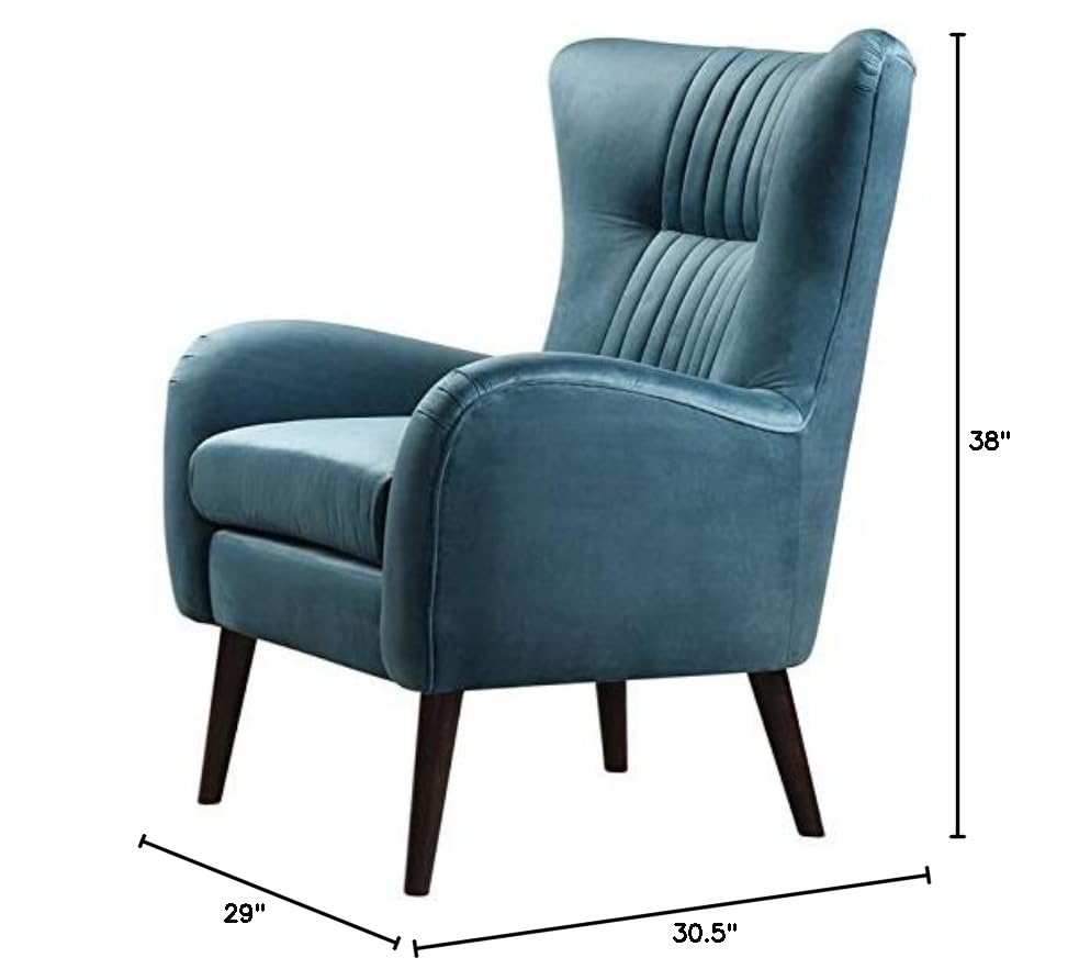 BOWERY HILL Modern Accent Chair - Teal Blue & Espresso Finish - Perfect for Living Room, Bedroom or Office Decor
