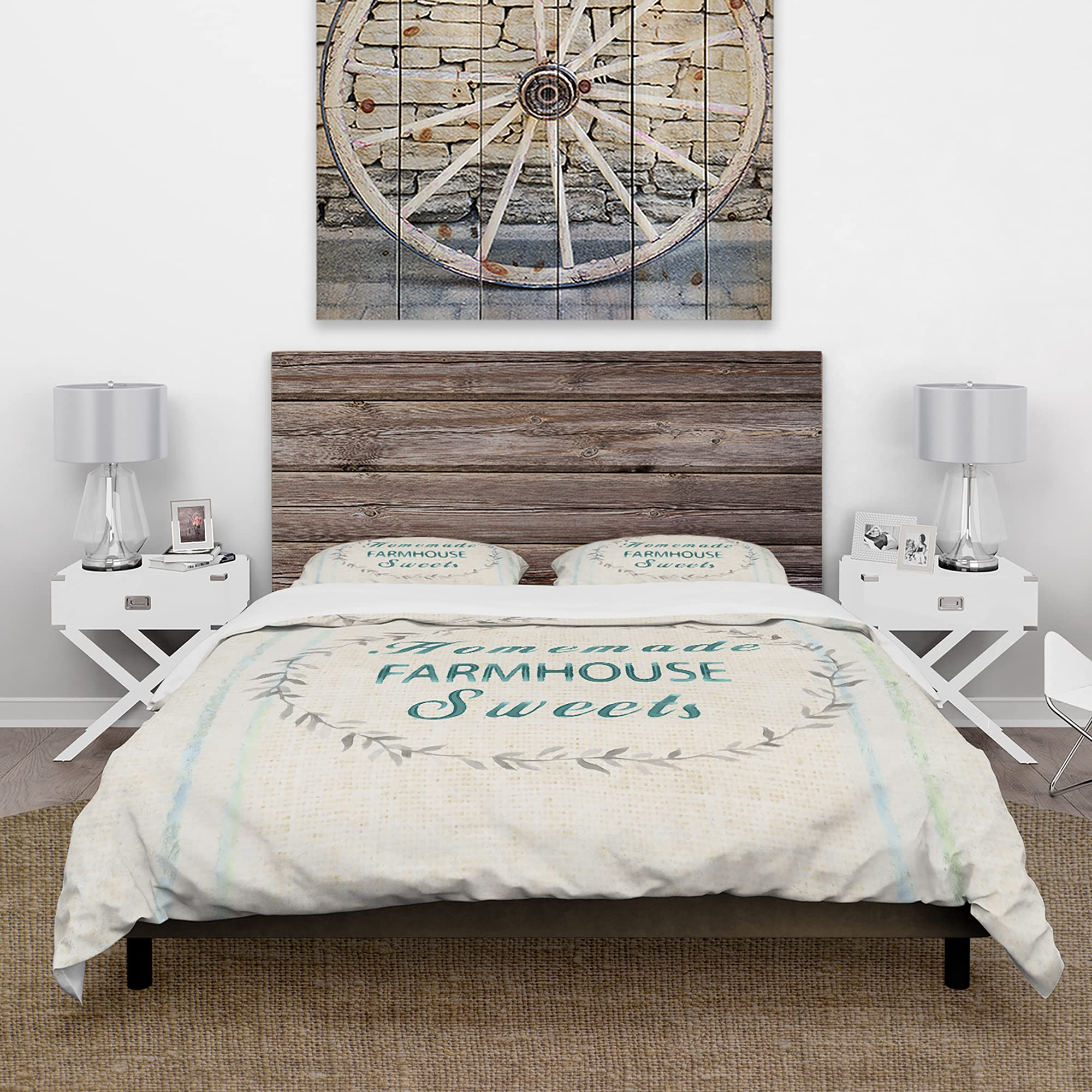 Farmhouse Floral Duvet Cover Set Twin - Blue Floral Bedding Set with Inspirational Quotes, 3-Piece All Season Comforter Cover for Cozy Farmhouse Bedroom Decor | Perfect for Guest Rooms & Vacation Homes