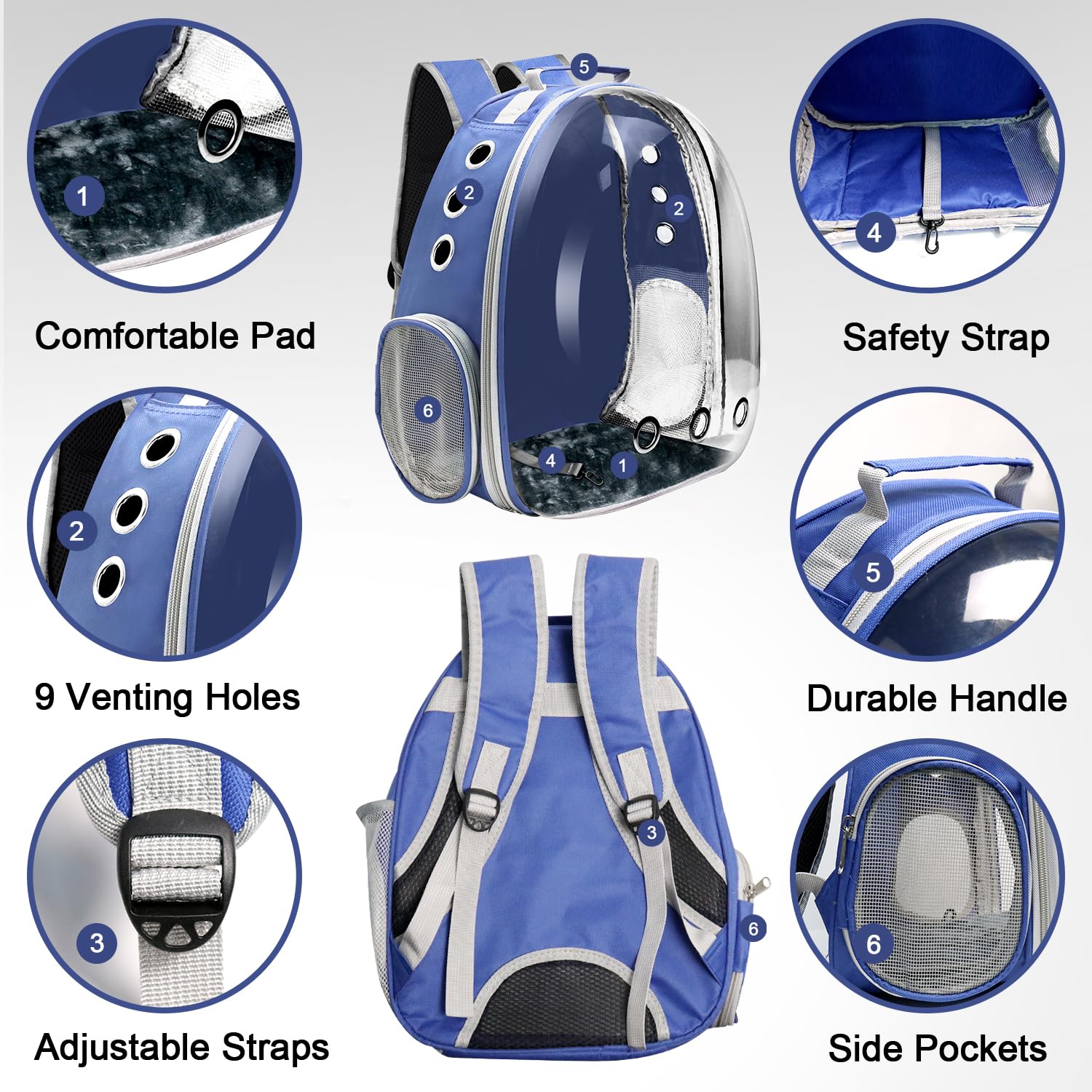 Ventilated Cat Backpack Carrier - Airline Approved Pet Travel Backpack for Small Dogs & Cats | Perfect for Hiking, Camping, Outdoor Adventures & Daily Commutes (Blue)