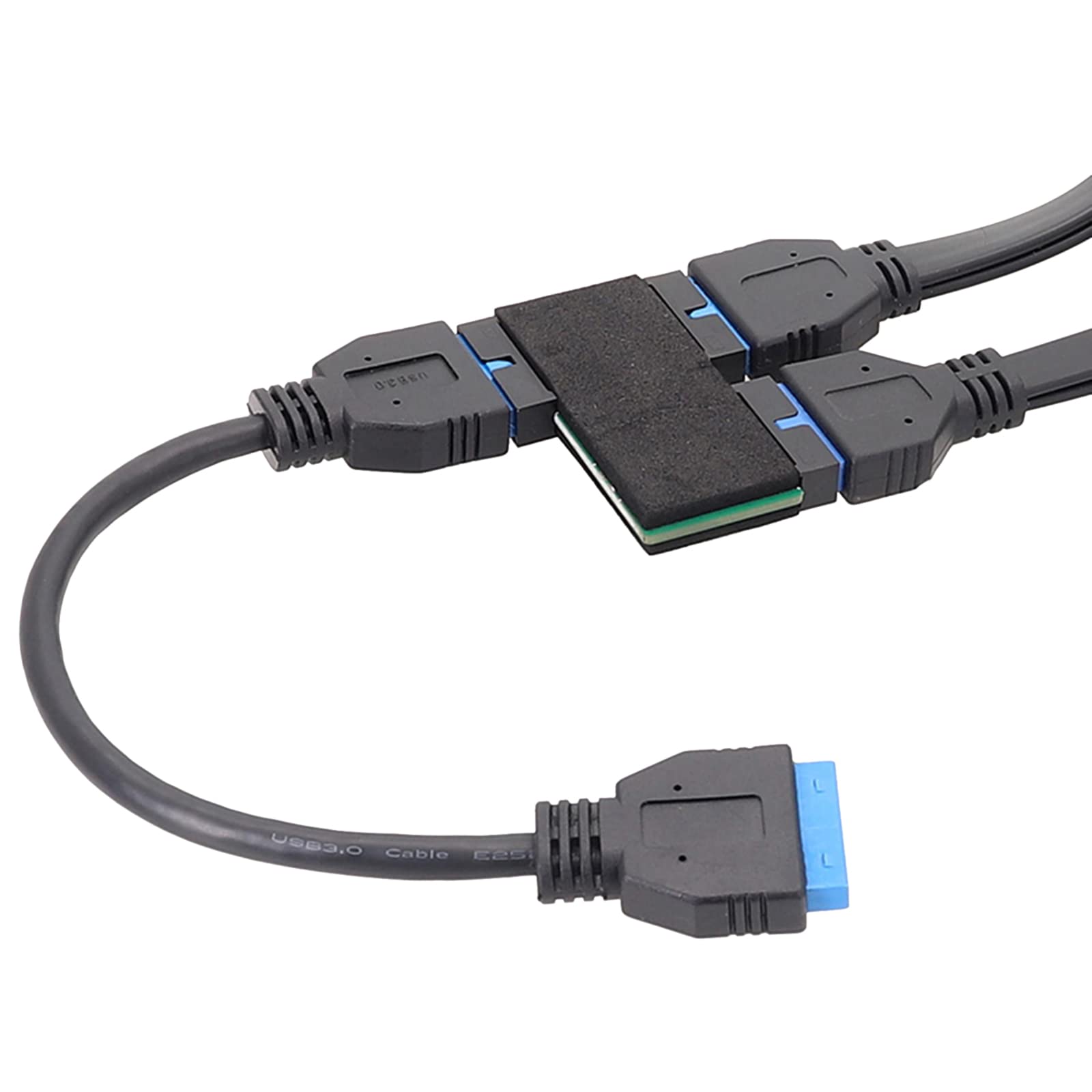 1 to 2 USB 3.0 19-Pin Hub Extension Cable with Fast Transmission Chip for Desktop Computer Motherboard & PC Case - High-Speed Data Transfer for Gaming Rigs, Workstations & Home Office Setups