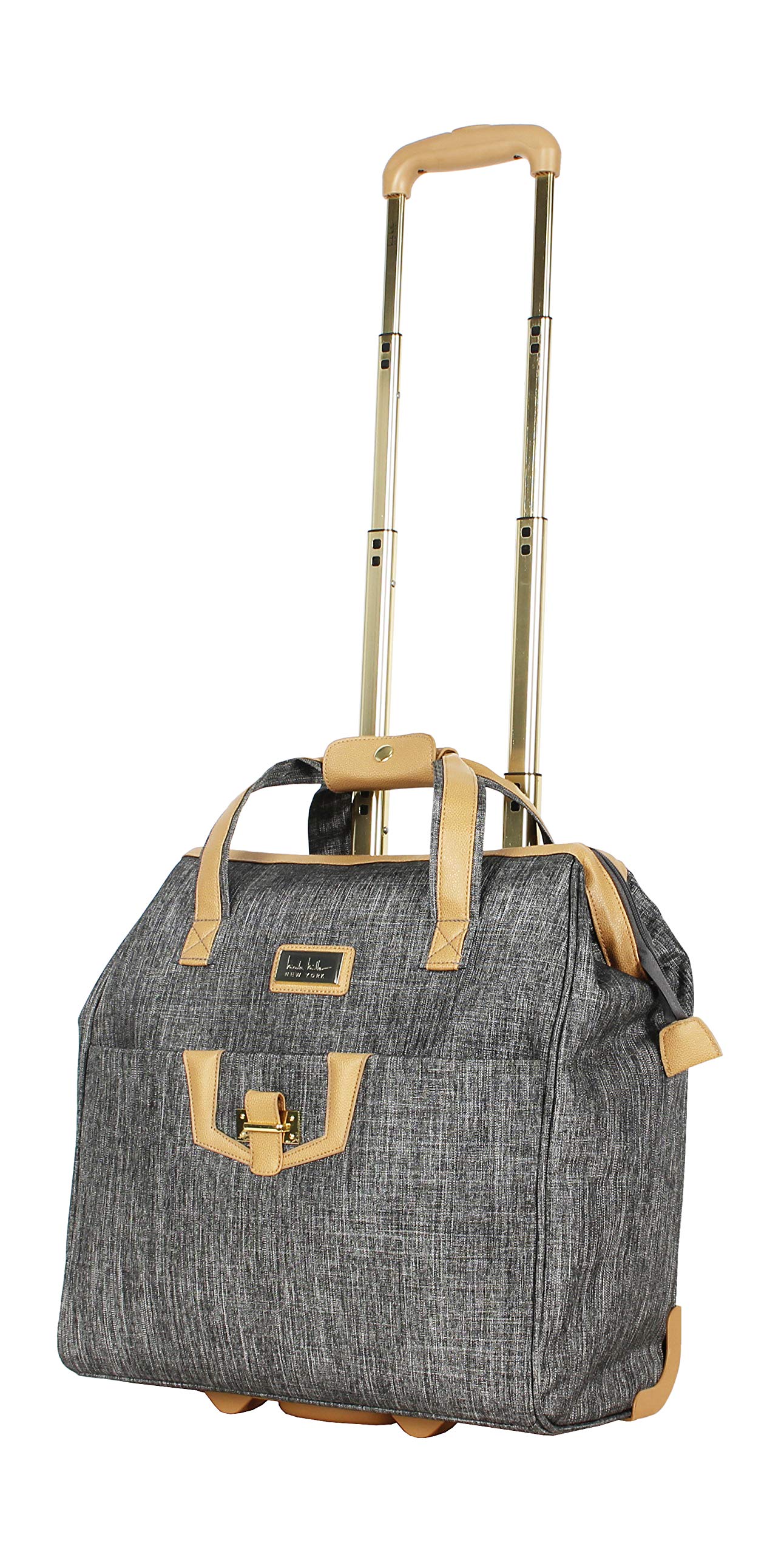 Nicole Miller 15 Inch Underseat Luggage - Lightweight Carry On Bag for Women with Spinner Wheels | Perfect for Air Travel, Business Trips & Weekend Getaways (Paige Silver)