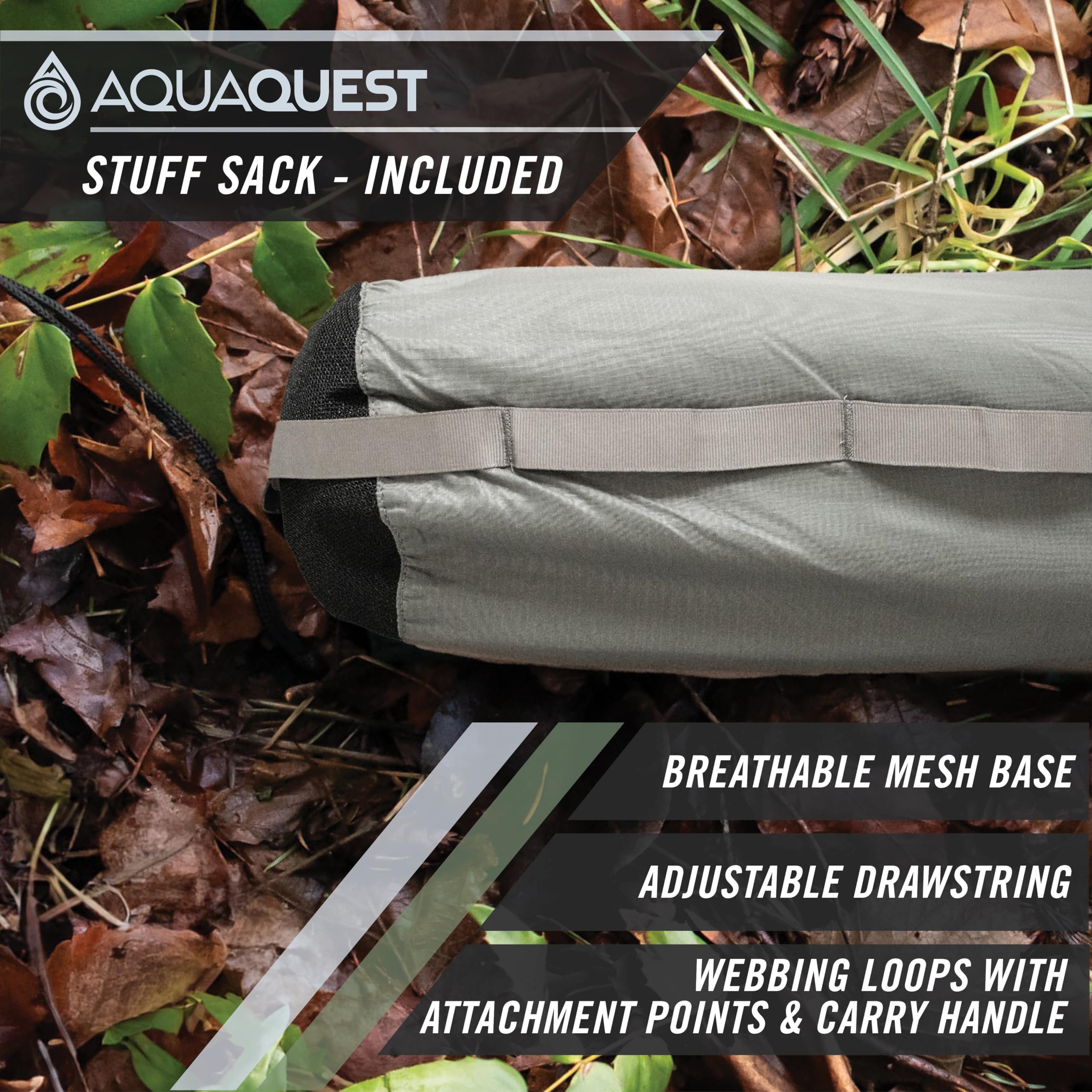 AquaQuest Guide Waterproof Camping Tarp - Ultralight Tent Cover & Rain Fly for Hiking, Backpacking, Hammock Shelter & Survival Gear | Perfect for Outdoor Adventures, Emergency Shelter & All-Weather Protection