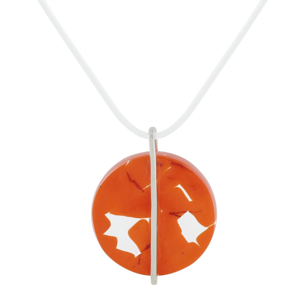 Les Poulettes Jewels - Orange Glass & Sterling Silver Pendant Necklace for Women | Elegant Bohemian Jewelry for Everyday Wear & Special Occasions