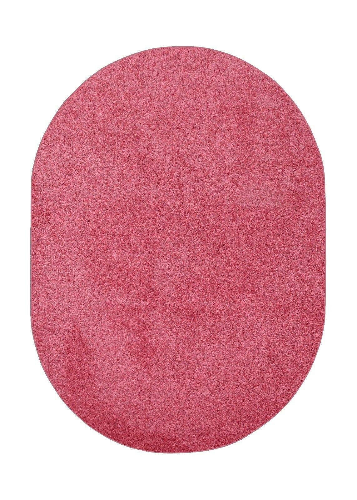 Pink 3' x 18' Oval Solid Color Rug - Made in USA - Soft & Durable - Perfect for Bedroom, Nursery, or Living Room Decor