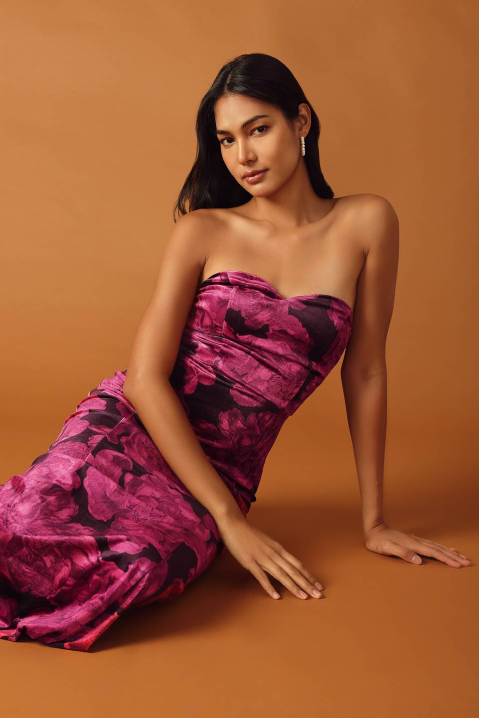 Elegant Berry Velvet Floral Maxi Dress for Women - Perfect for Fall Weddings, Parties & Special Occasions