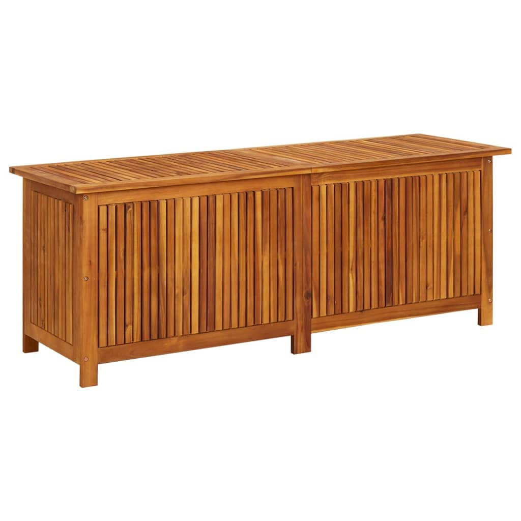 vidaXL Outdoor Storage Box - 59.1''x19.7''x22.8'' Deck Box with Gas-Lift Lid & Waterproof Zippered Bag - Solid Acacia Wood Patio Furniture - Perfect for Garden, Poolside & Backyard Storage