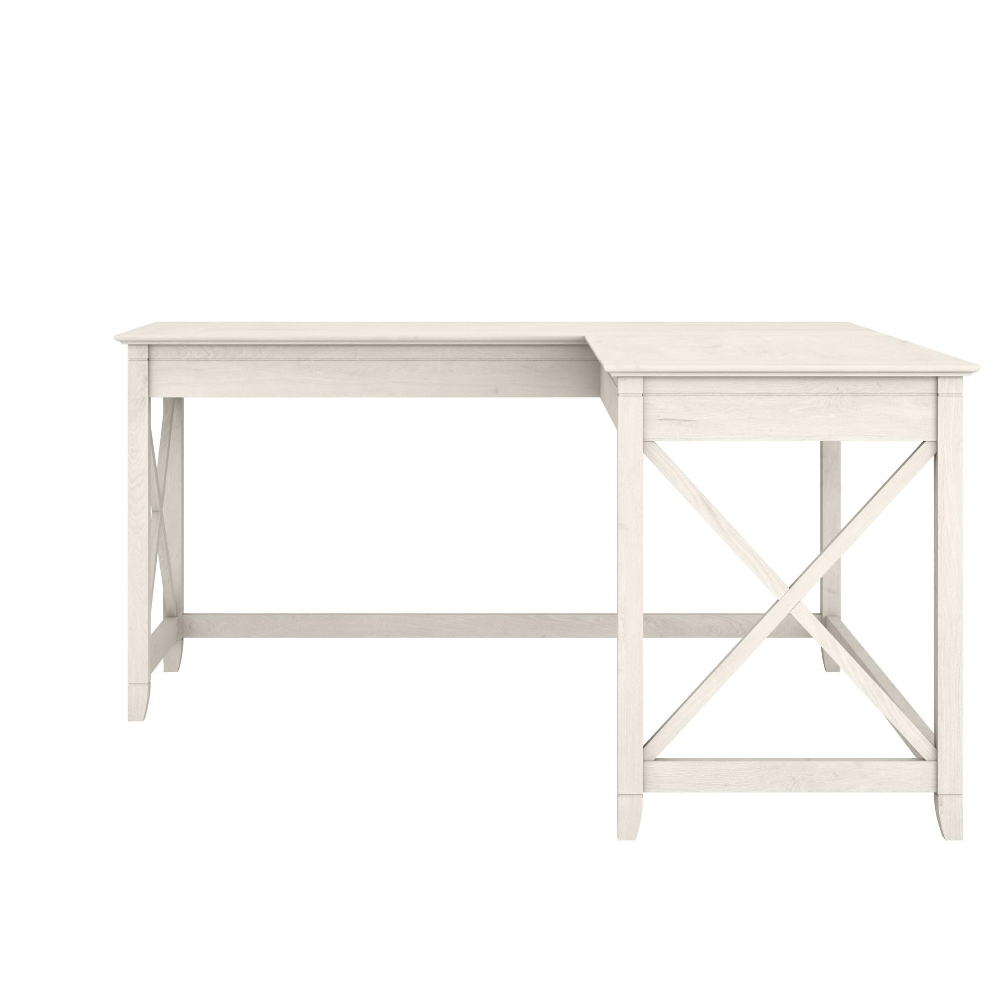 Bush Furniture Key West 60W Modern Farmhouse L Shaped Desk in Linen White Oak | 60-Inch Corner Computer Desk for Home Office, Gaming & Study | Space-Saving Workstation for Small Rooms & Apartments