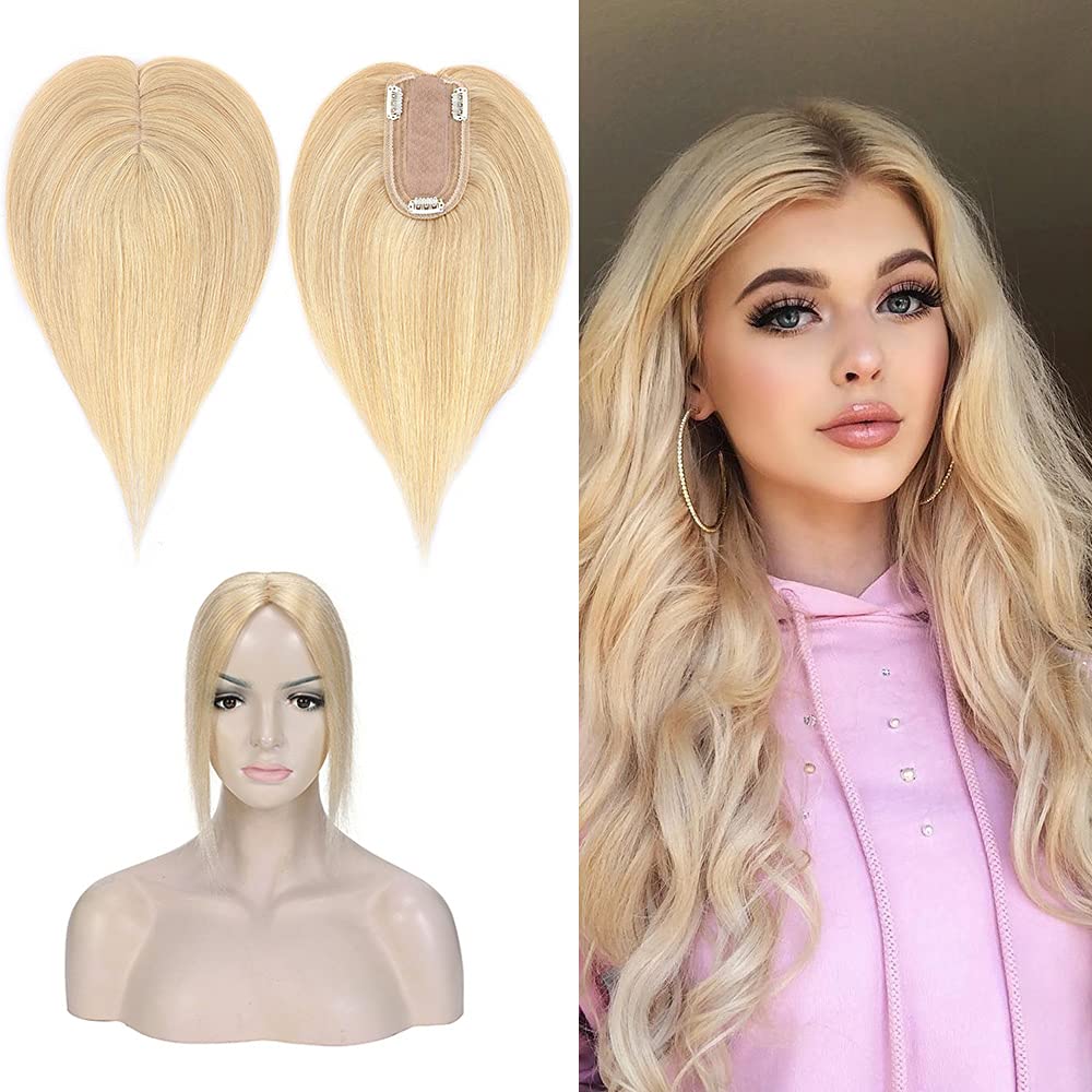 SEGO 100% Real Human Hair Toppers for Women - No Bangs Clip-In Hairpiece for Thinning Hair, 150% Density Silk Base with 3 Clips - Perfect for Hair Loss Coverage & Gray Hair Concealment | Great for Daily Wear, Special Occasions & Confidence Boosting