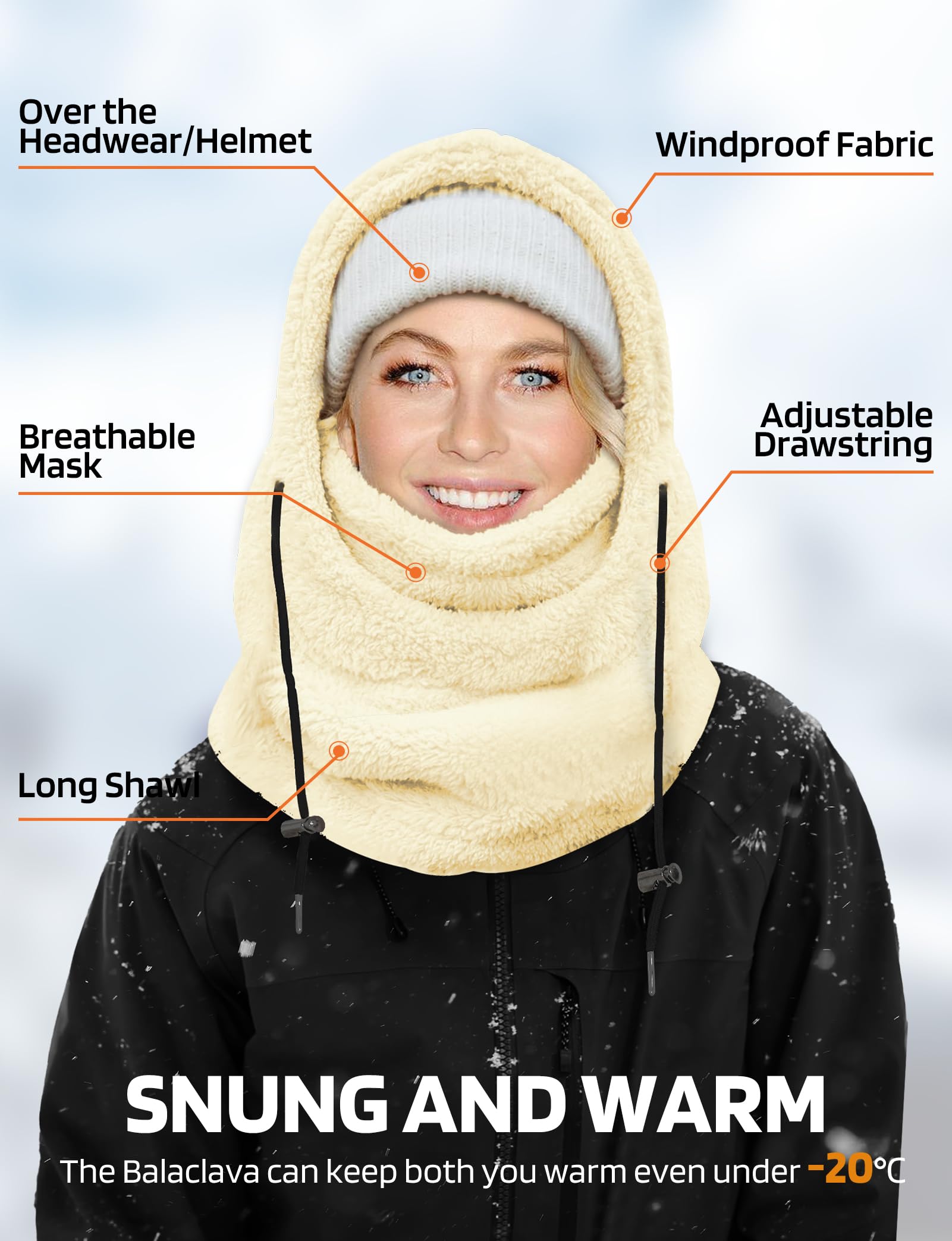 Balaclava Face Mask for Men & Women - Windproof Fleece Ski Mask, Winter Hat & Neck Warmer - Perfect for Skiing, Snowboarding, Motorcycling & Outdoor Activities