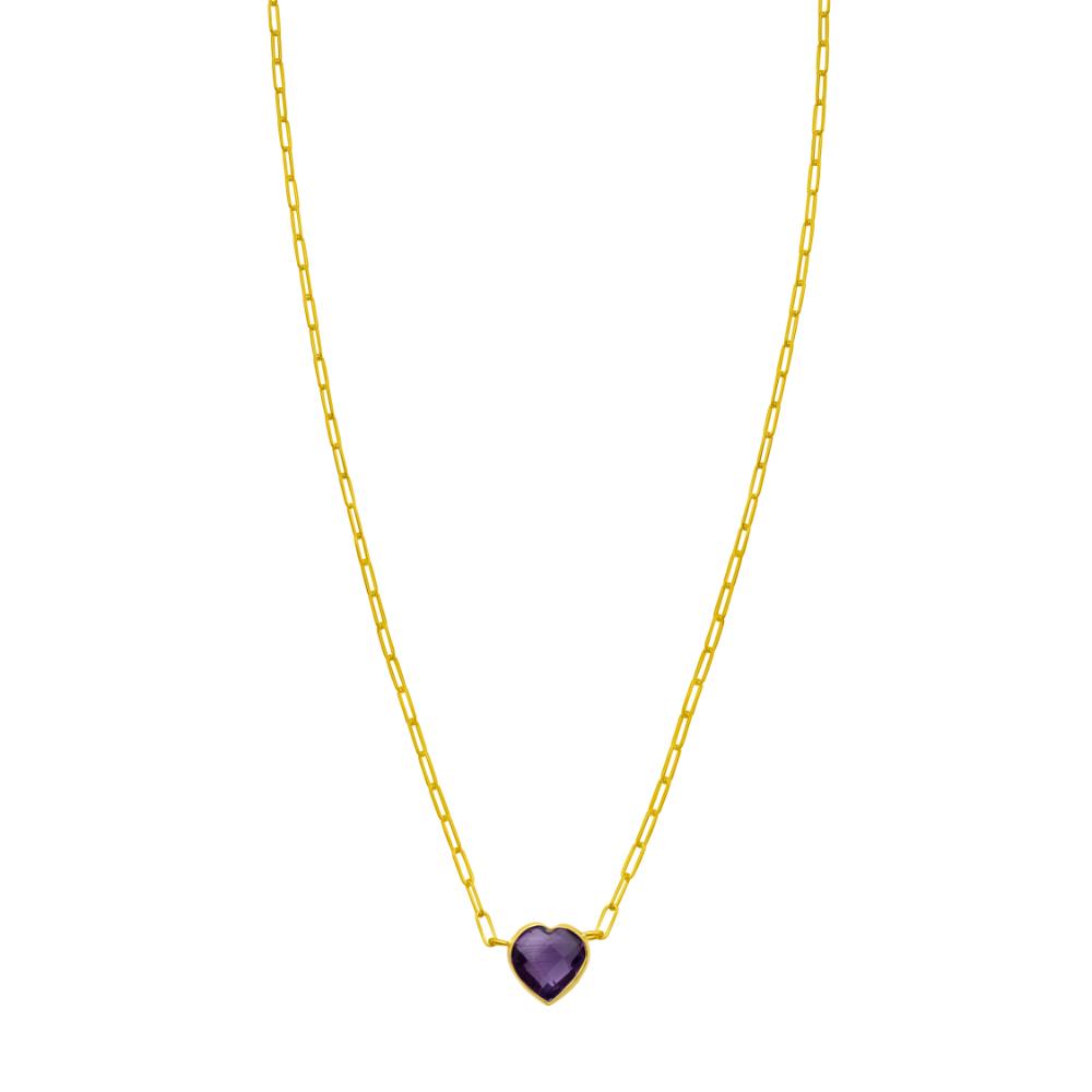 14K Gold Amethyst Heart Pendant Necklace for Women - Elegant Valentine's Day Gift, Birthday Present & Anniversary Jewelry - Perfect for Romantic Occasions, Date Nights and Special Events