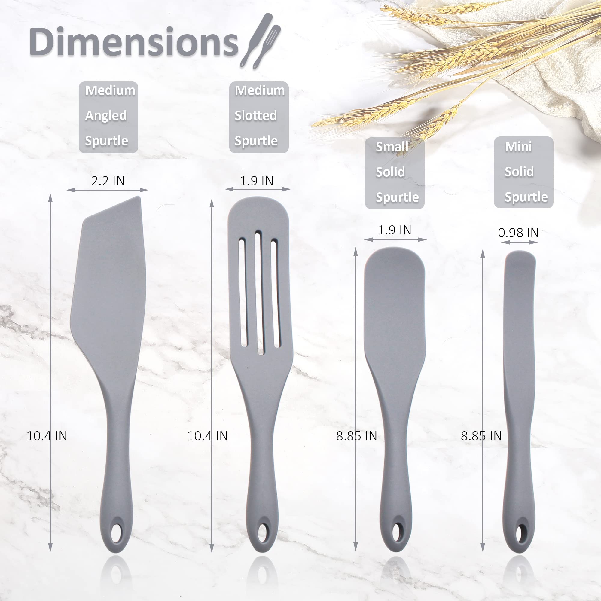 Premium Silicone Spurtle Set - 4-Piece Heat-Resistant Cooking Utensils for Nonstick Cookware | Perfect for Baking, Whisking, Smashing, Scooping & Spreading | Ideal for Kitchen, Restaurant & Home Cooking