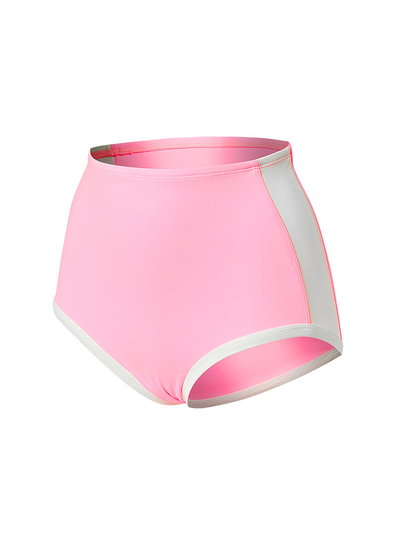 Trendy Summer Glow Color Block Bikini Shorts - High Waist Swim Bottoms for Beach, Pool & Vacation | Women's Fashion Swimwear