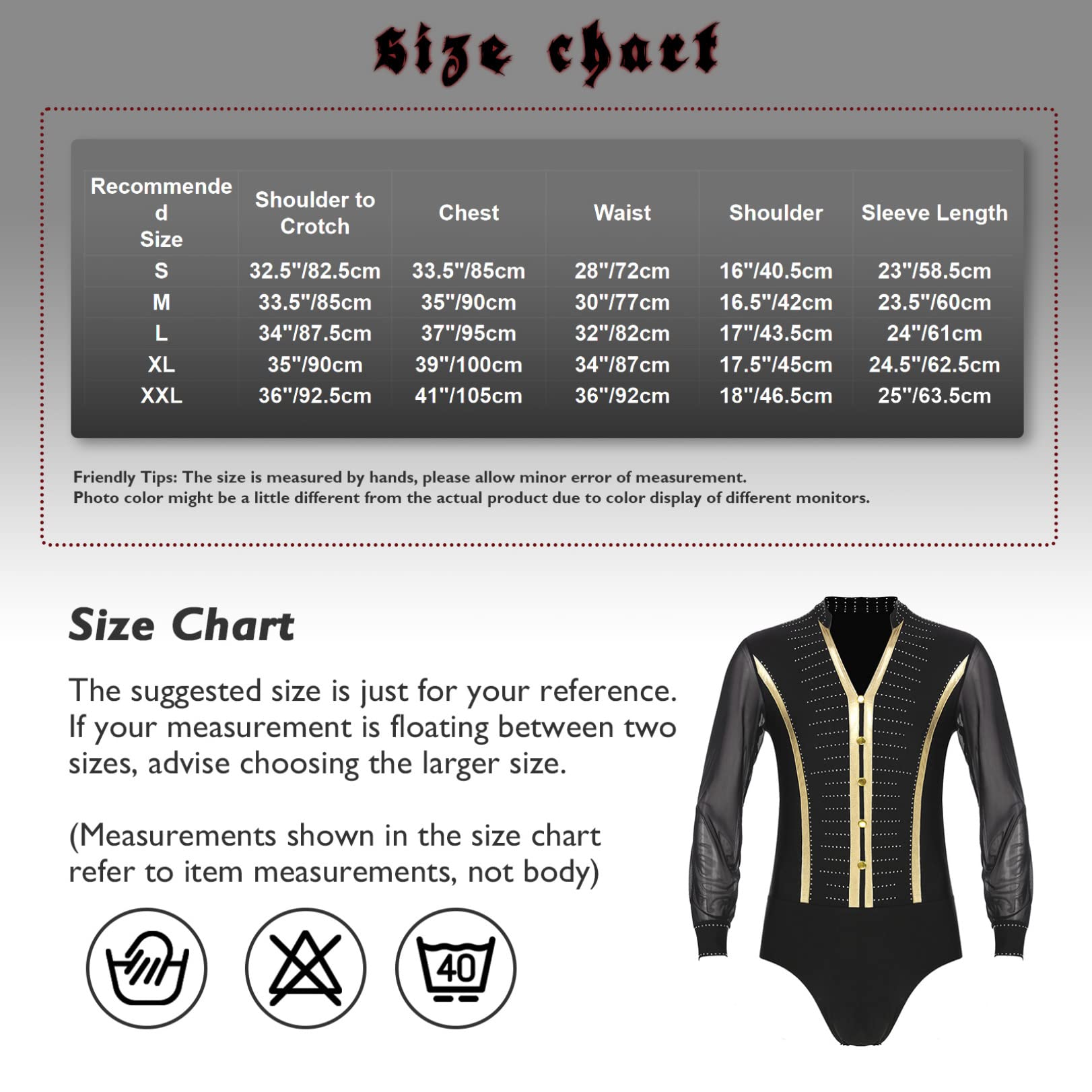 JEATHA Men's Metallic Latin Dance Top - Salsa Ballroom Tango Performance Leotard Bodysuit for Professional Dance Competitions & Stage Shows