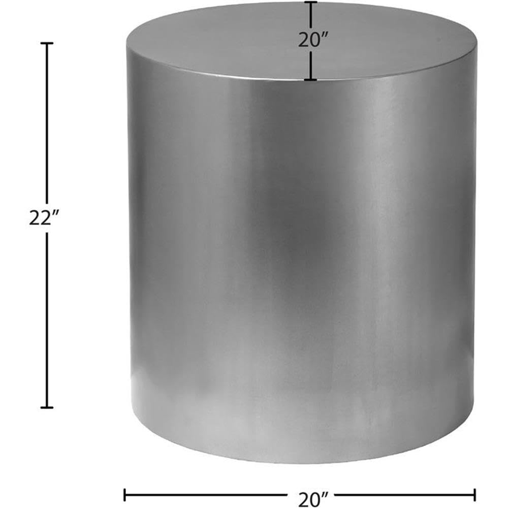 Modern Chrome Round Metal End Table - Trent Home Cylinder Side Table for Living Room, Bedroom & Office - Stylish Contemporary Accent Table for Small Spaces
