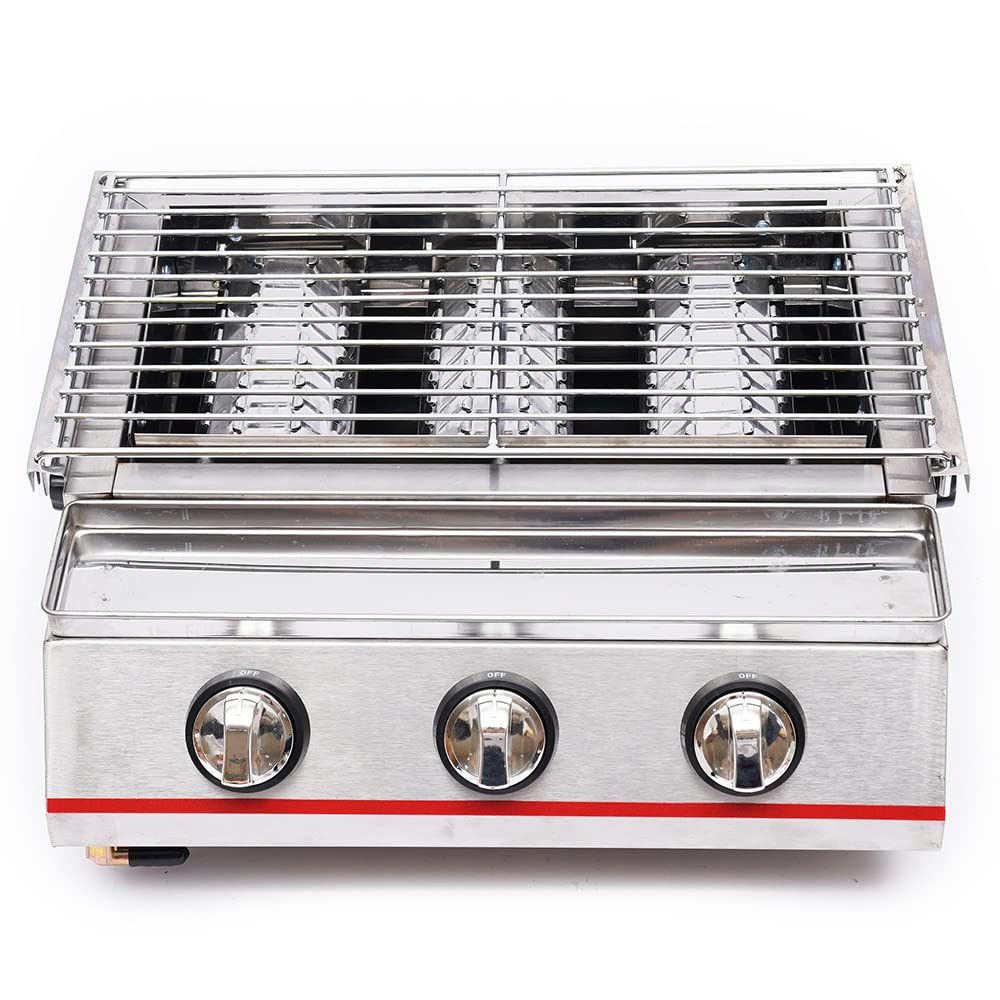 3-Burner Portable Tabletop Propane Gas Grill - 18