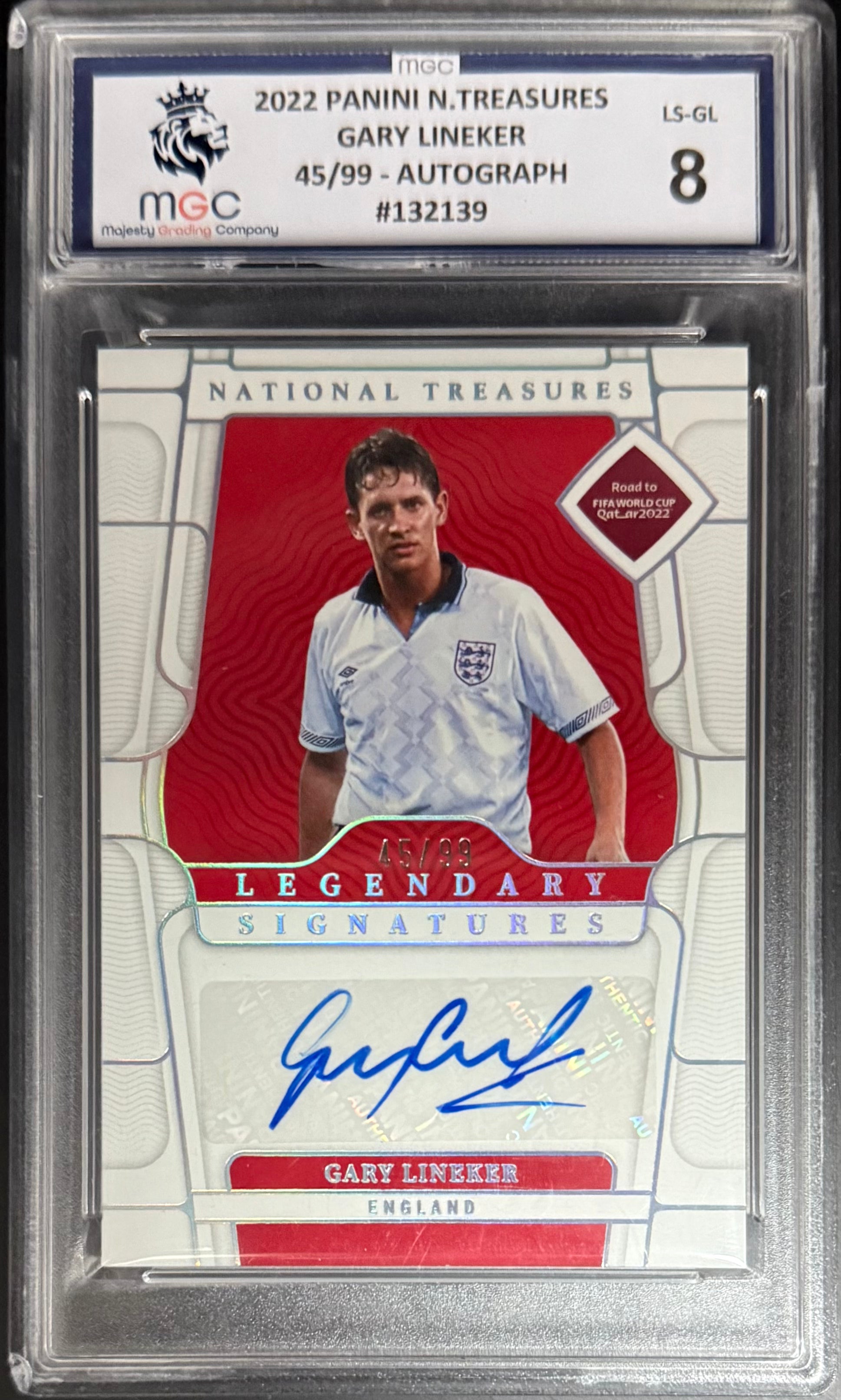 Gary Lineker Autographed Panini National Treasures 2022 Trading Card #/99 - Limited Edition Collectible for Soccer Fans & Memorabilia Enthusiasts - Perfect for Display, Investment, and Gifting