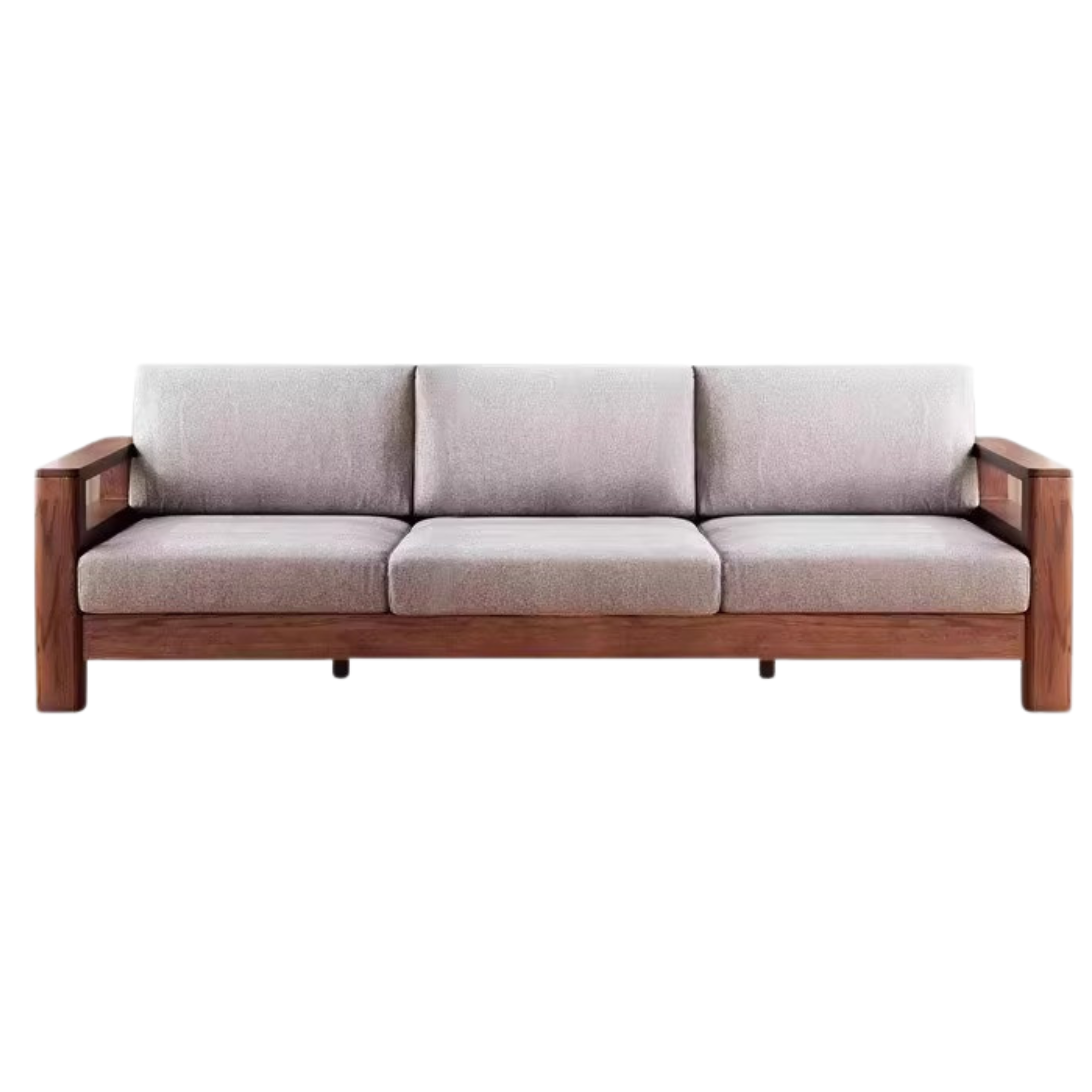 Solid Oak Wood Walnut Fabric Sofa - Modern Living Room Furniture for Home & Office Comfort