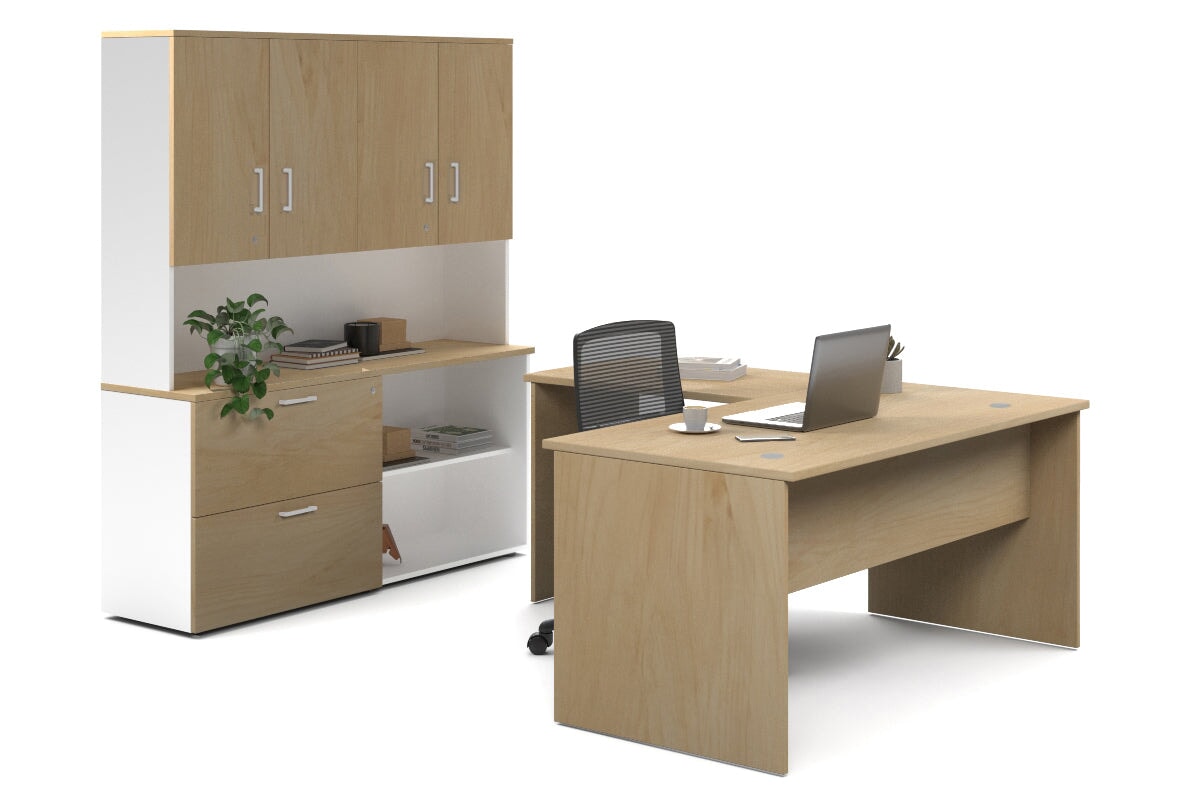 L-Shaped Executive Desk with Uniform Panel & White Carcass - 1600L x 1600W - Perfect for Home Office, Corporate Workspace & Modern Office Decor