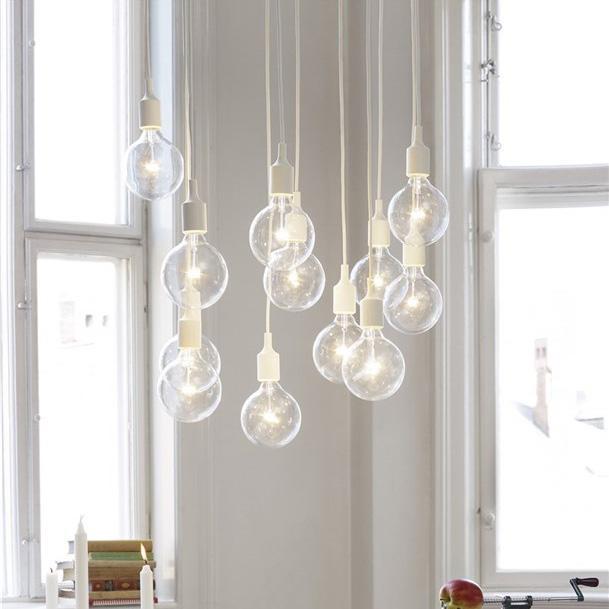 Modern E27 Pendant Light Fixture - Adjustable Hanging Lamp for Kitchen Island, Dining Room & Bedroom Lighting - Dimmable Edison Bulb Compatible