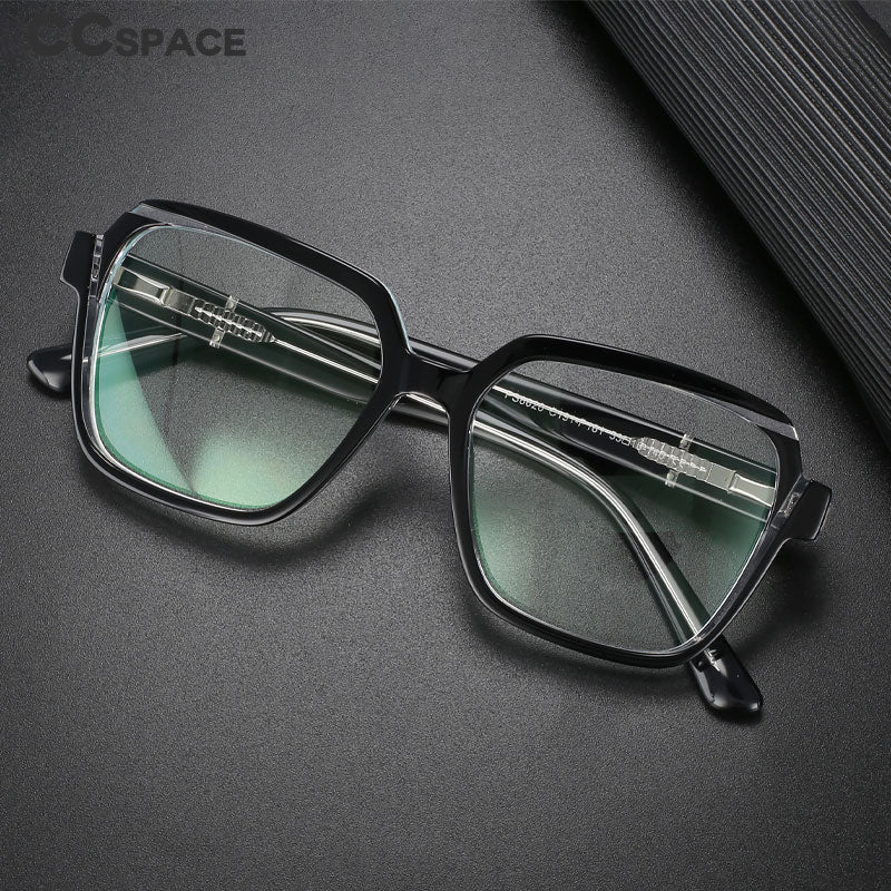 CCspace Unisex Full Rim Irregular Square Acetate Eyeglasses Frame 56315 - Trendy Retro Glasses for Men & Women, Perfect for Reading, Fashion, and Daily Wear