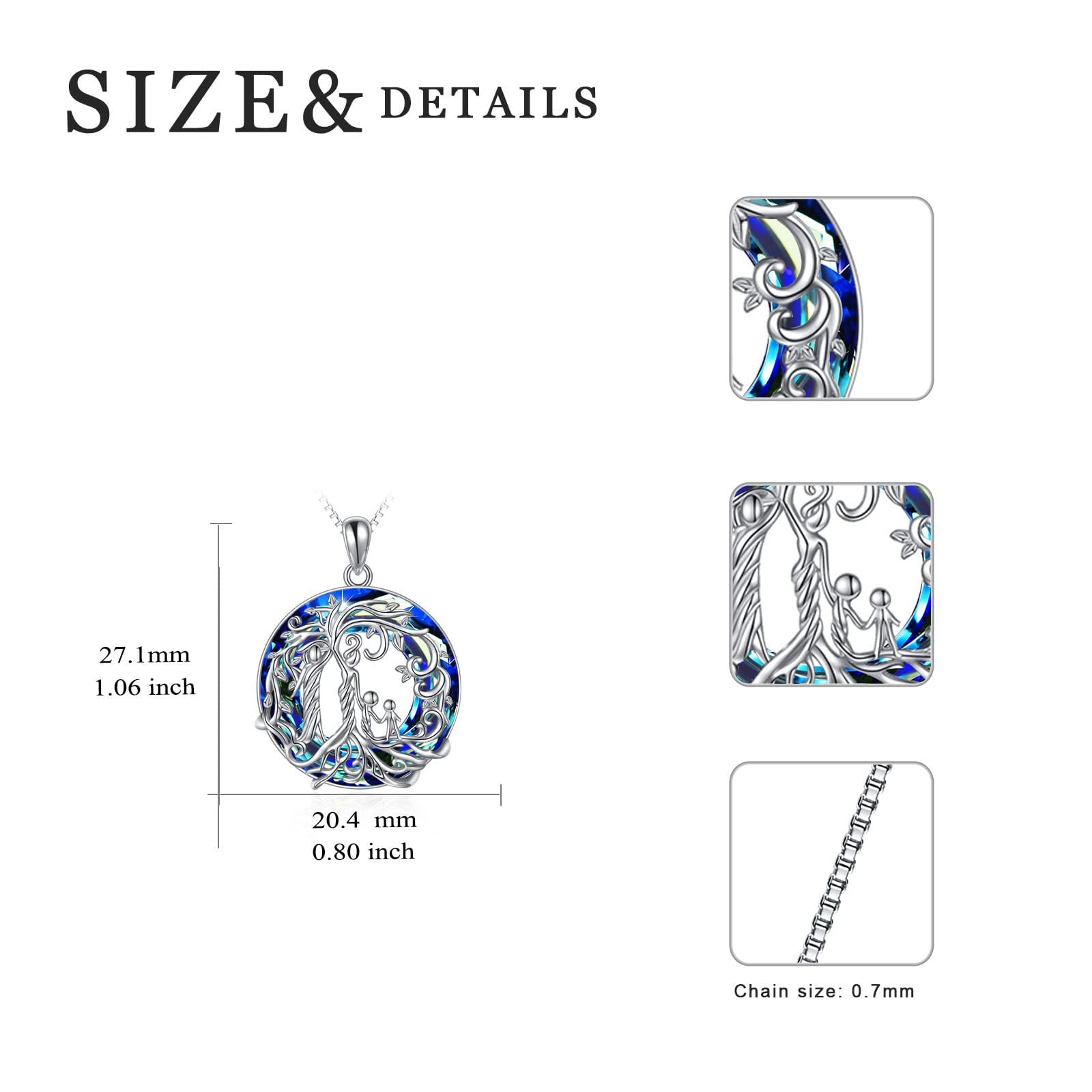 TOUPOP Sterling Silver Family Tree Necklace - 925 Silver Mother & 1-5 Children Pendant with Crystal, Heartwarming Gift for Mom, Grandma, Daughter on Birthday, Mother's Day | Perfect for Family Reunions, Special Occasions & Keepsake Jewelry