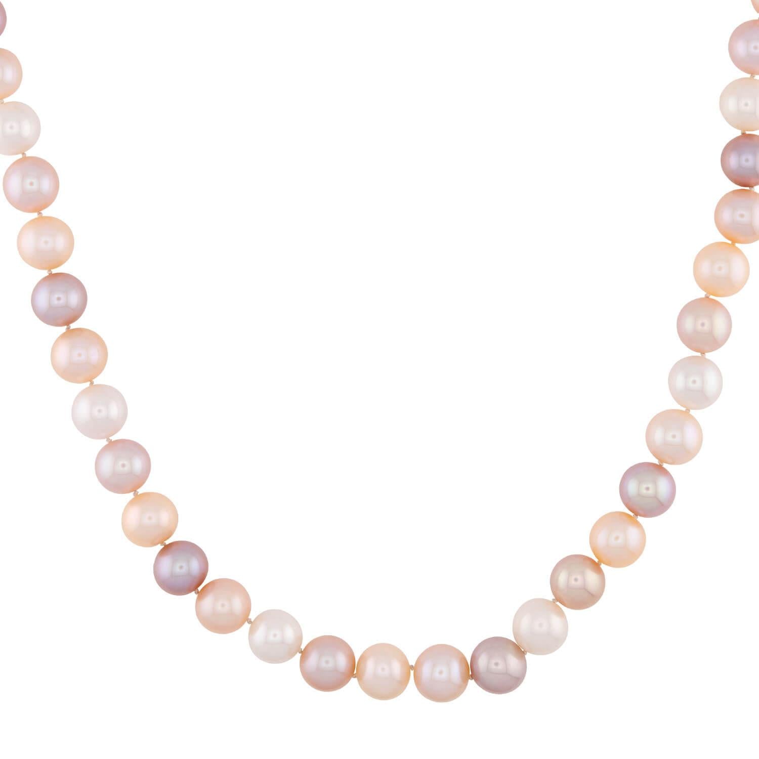 14K Gold Multicolor Pearl Necklace - 10mm Freshwater Pearls, 17 Inch Elegant Jewelry for Women, Perfect for Weddings, Parties & Special Occasions