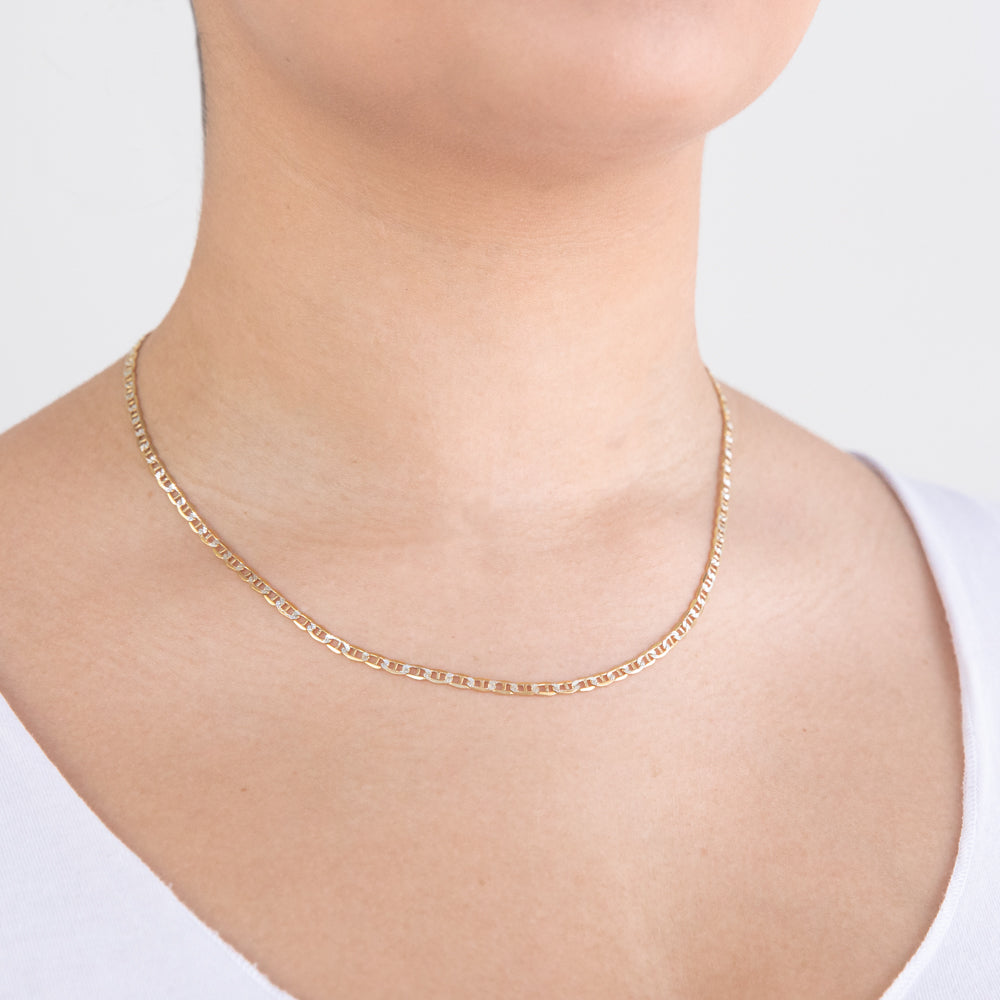 9ct Silver Filled White & Yellow Gold Anchor Chain 45cm - Elegant Jewelry for Women, Perfect for Necklaces & Layering Styles