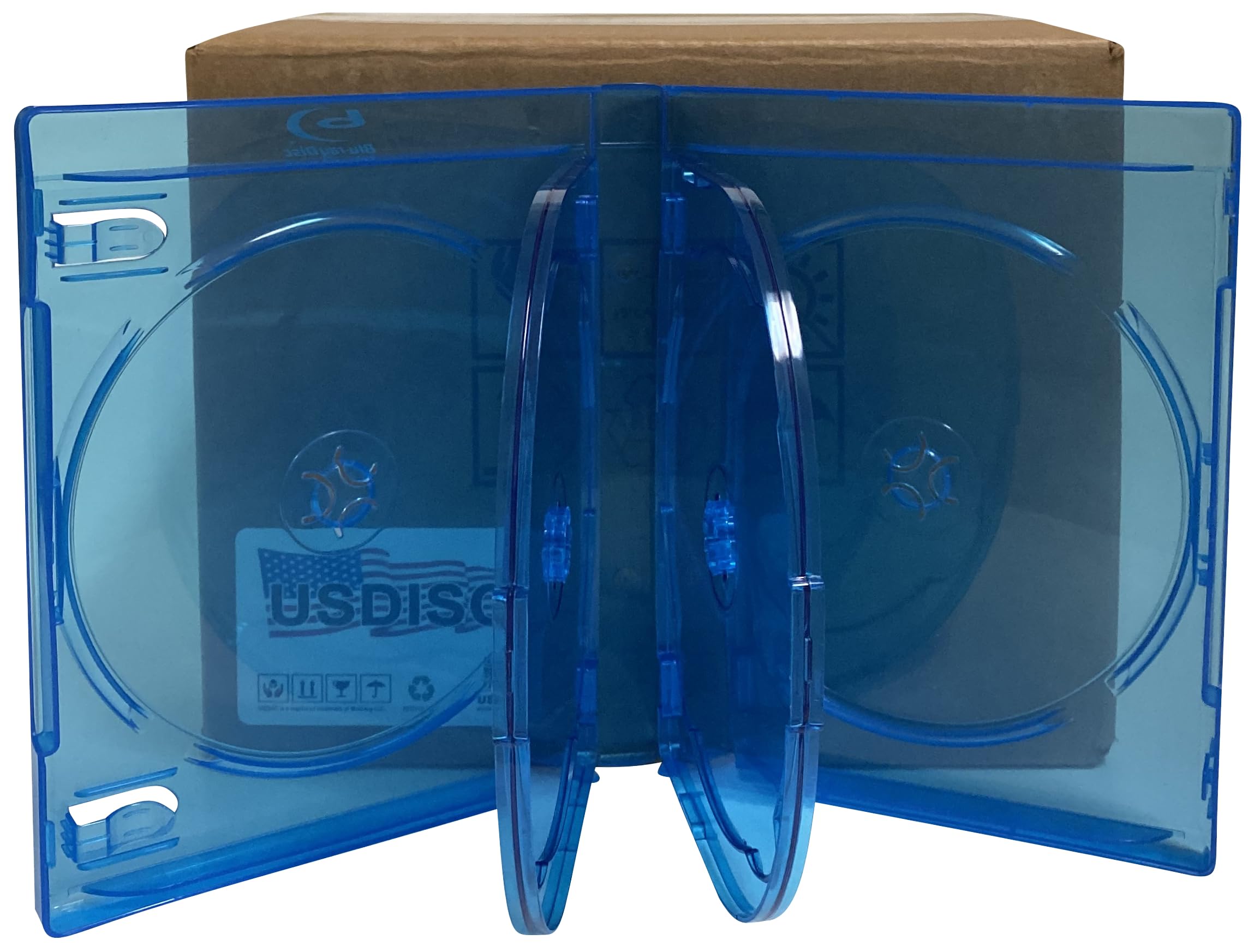 200 Pack Clear Blue 21mm Chubby Blu-ray Cases - Holds 6 Discs - Perfect for DVD, CD Storage & Media Organization