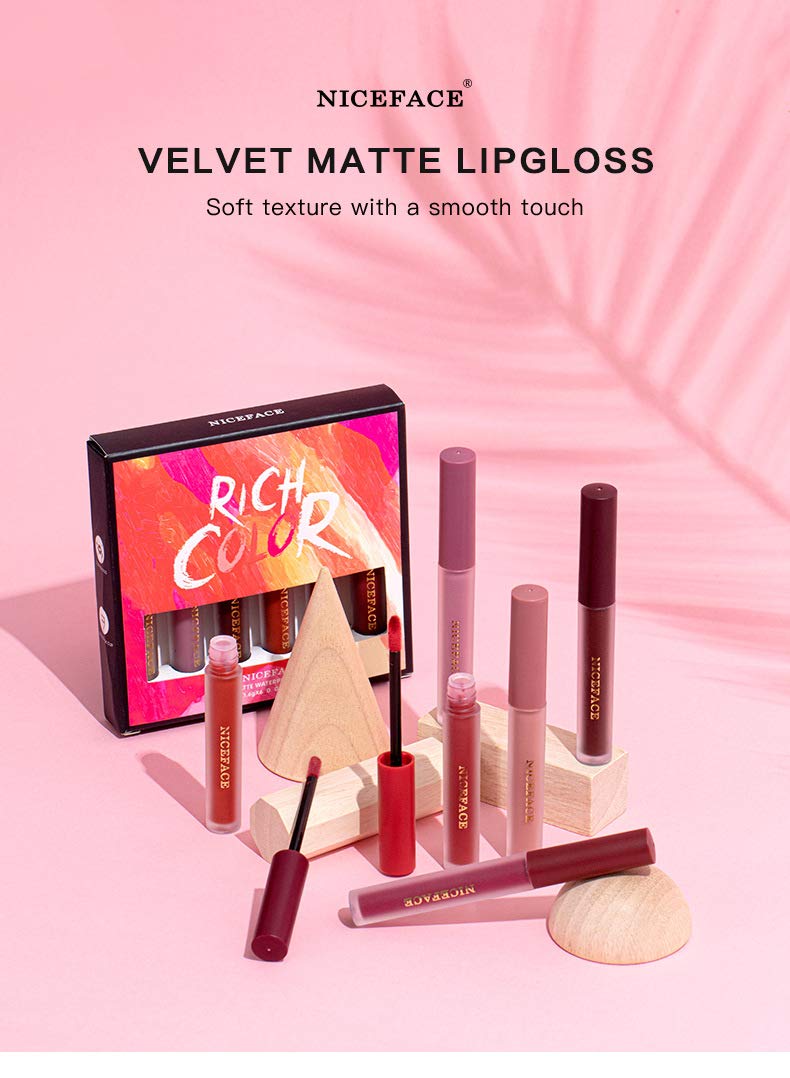 6 Color Velvet Matte Liquid Lip Gloss - Waterproof Long Lasting Lipstick with Non-Sticky Finish | Perfect for Parties, Date Nights & Everyday Wear