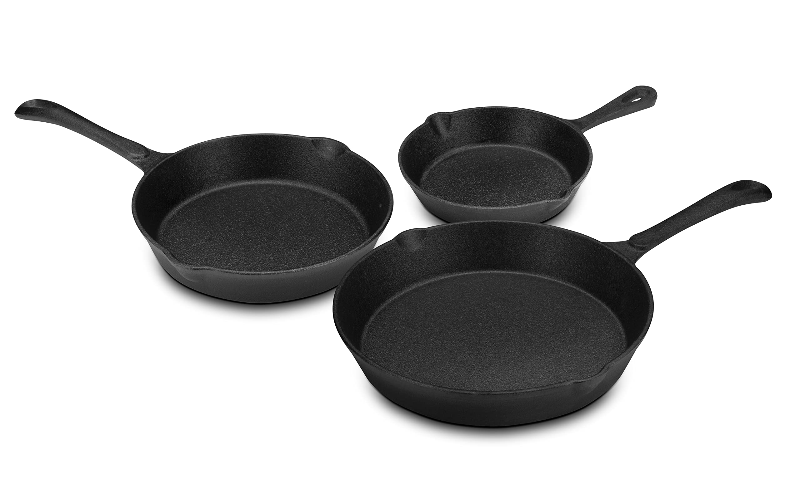 Premium 3-Piece Cast Iron Skillet Set - Nonstick Pre-Seasoned, Chemical-Free & Heavy Duty - 6