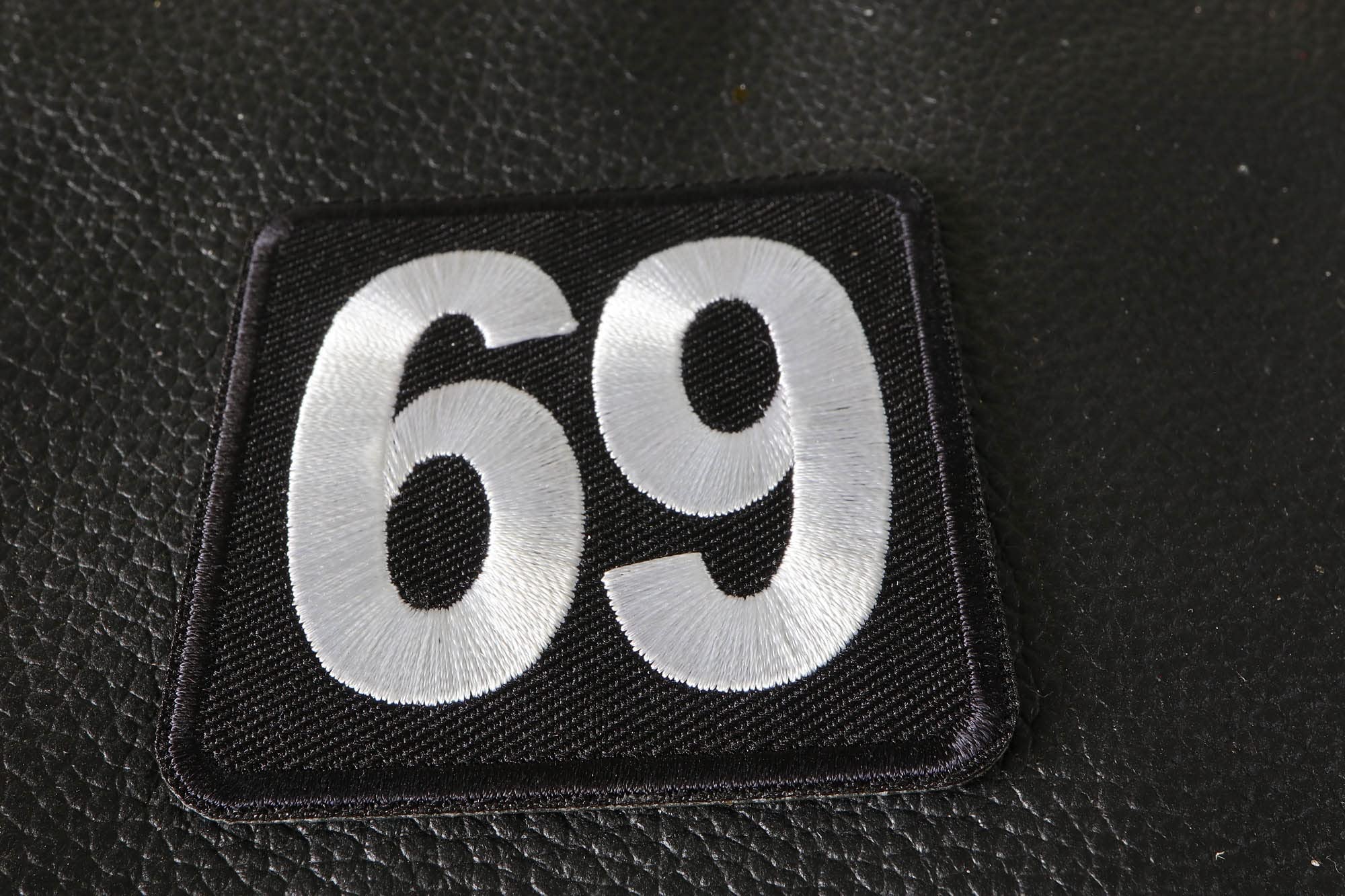 69 Embroidered Iron-On Patch - Durable Custom Patches for Jackets, Bags & DIY Crafts - Perfect for Denim, Backpacks & Clothing Customization