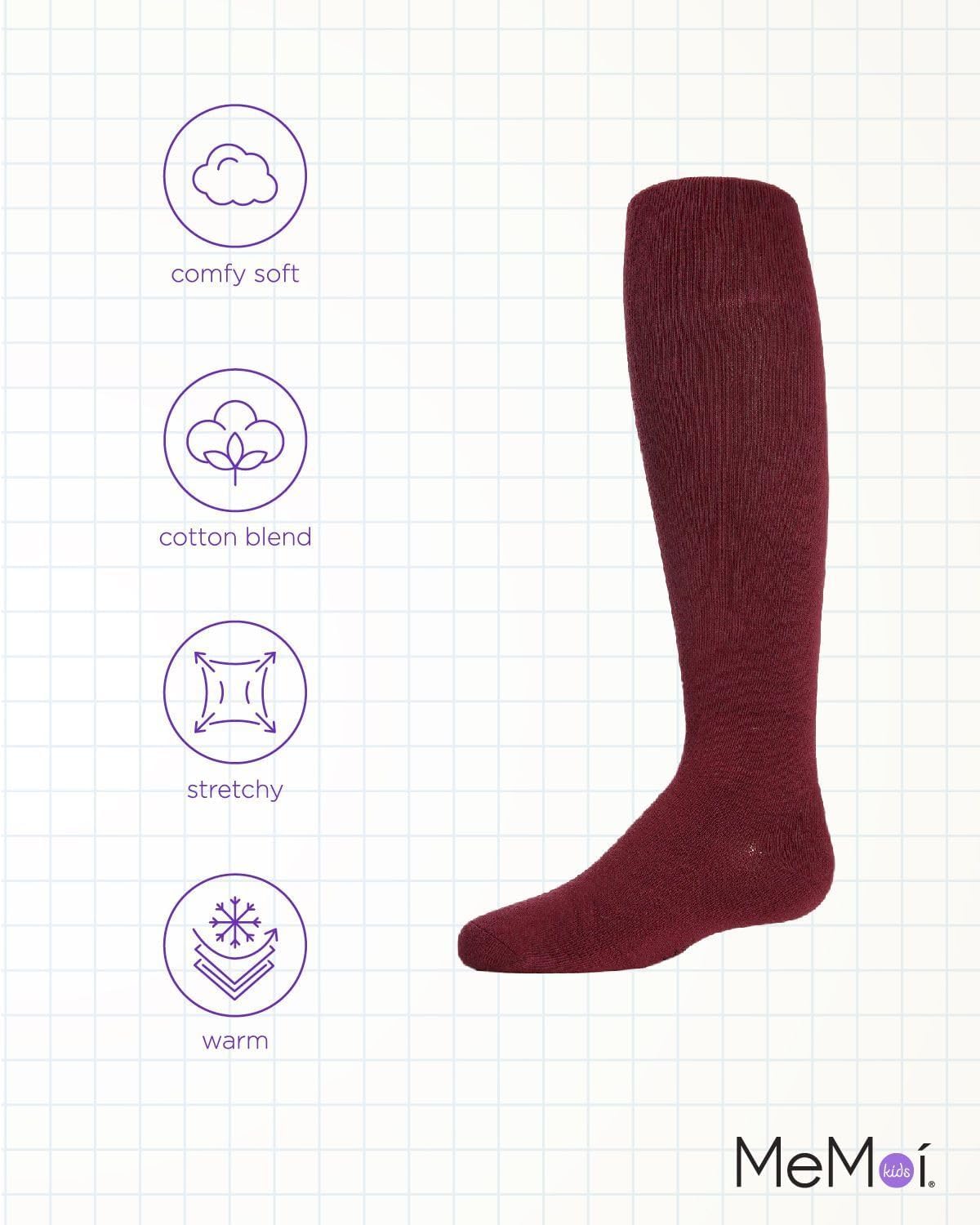 MeMoi Girls' Soft Pima Cotton Opaque Tights - Comfortable & Durable Leggings for School, Dance, Winter & Everyday Wear