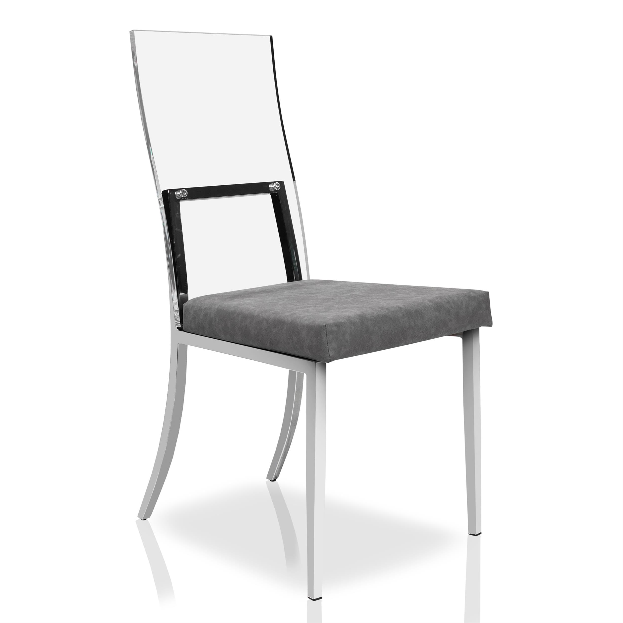 Furniture of America Hartly Metal Padded Dining Chairs - Set of 2 Chrome Finish, Comfortable Upholstered Seats for Kitchen, Dining Room & Breakfast Nook