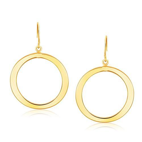 14K Yellow Gold Flat Open Tube Round Hoop Earrings for Women - Minimalist Dainty Everyday Jewelry for Casual & Formal Occasions
