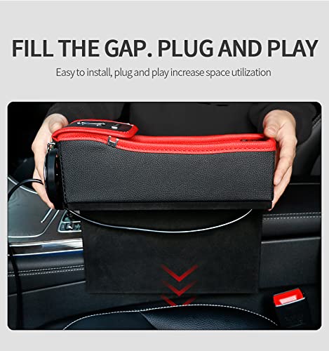 JEYODA Car Seat Organizer with USB Charger - Multi-Function Storage for Phone, Keys & Drinks - Perfect for Road Trips & Daily Commutes (Mocha Brown)
