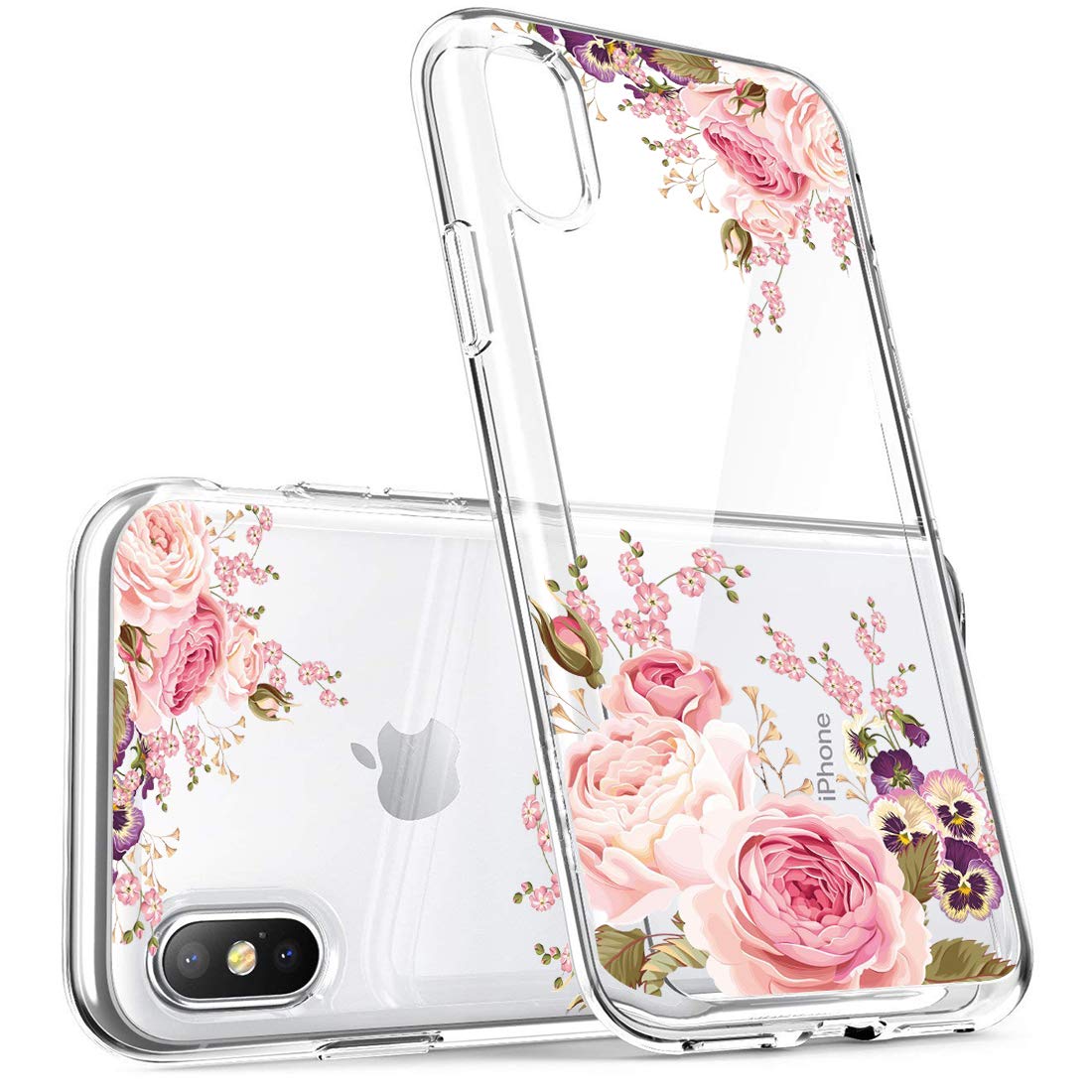 Slim Shockproof Clear Floral TPU Phone Case for iPhone Xs (2018) / iPhone X (2017) 5.8