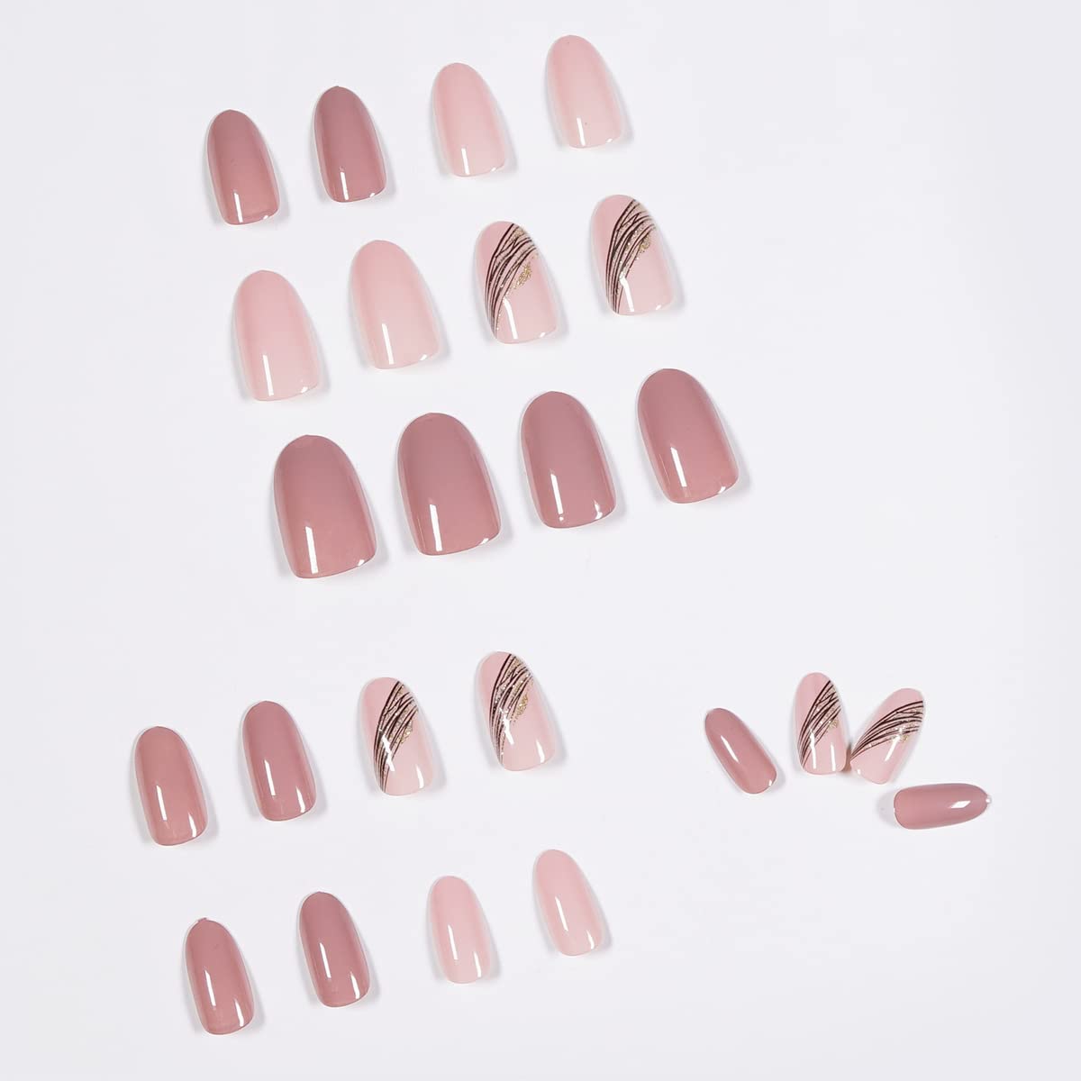 48-Piece French Tip Press-On Nails Set - 2 Packs Short Almond Fake Nails with Nail Glue, Full Cover Stick-On Nails for Women & Girls | Perfect for Parties, Weddings, and Everyday Glam (Style 8211)