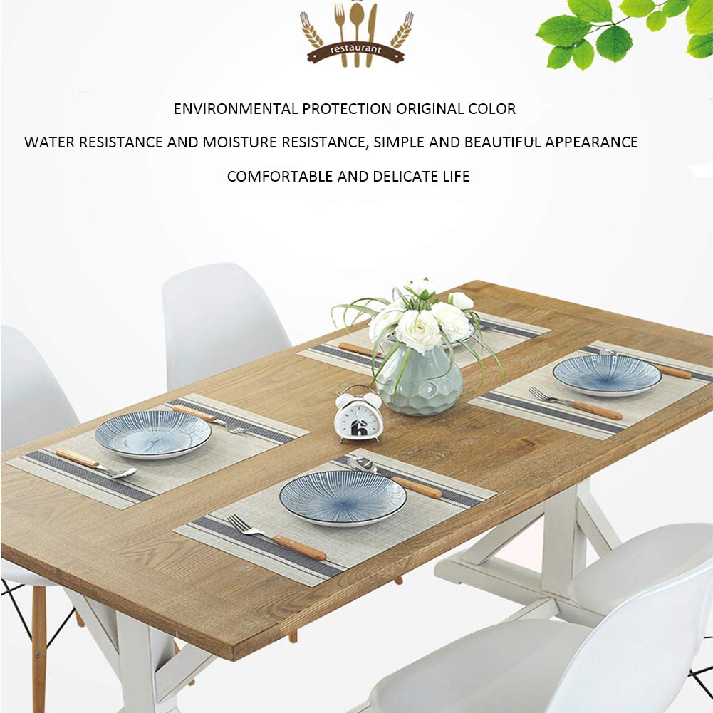 6-Pack Crossweave Woven Vinyl Table Mats - Heat Resistant, Non-Slip Kitchen & Dining Placemats - Washable, Easy to Clean (Blue) - Perfect for Everyday Meals, Dinner Parties & Home Decor