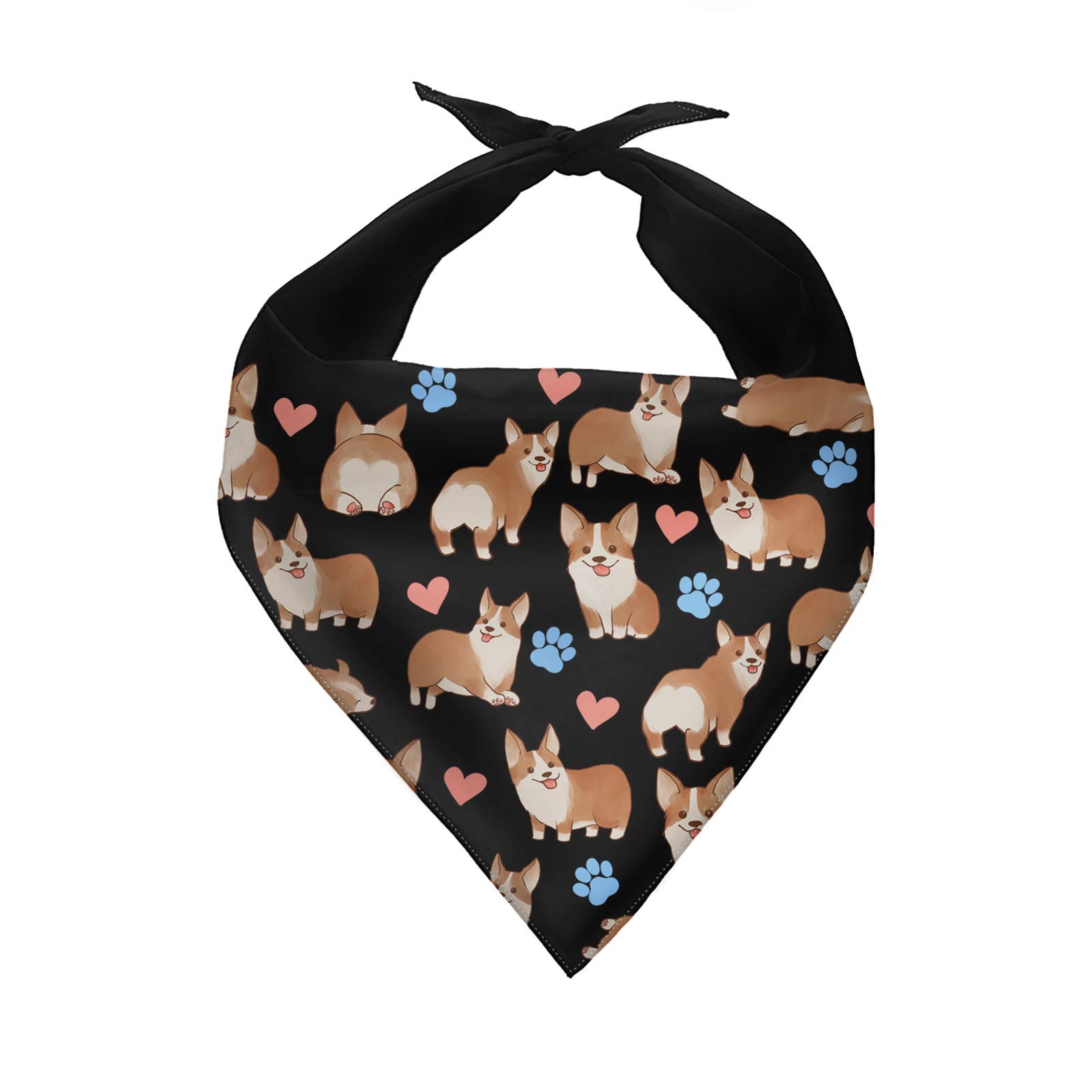 Valentine's Day Dog Bandanas for Large & Medium Dogs - Cute Washable Adjustable Pet Scarf, Triangle Kerchief Bib for Corgi Puppies & Small Pets (Black) - Perfect for Daily Wear, Photo Shoots & Special Occasions